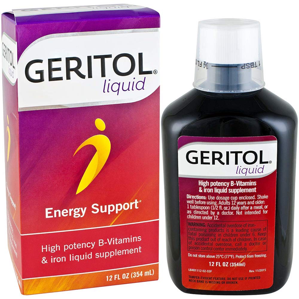Geritol Liquid Energy Support with B-Vitamins - 12 oz Bottle (Pack of 6) | Energy Booster for Adults | Supports Metabolism & Reduces Fatigue | Great for Busy Professionals, Students & Active Lifestyles