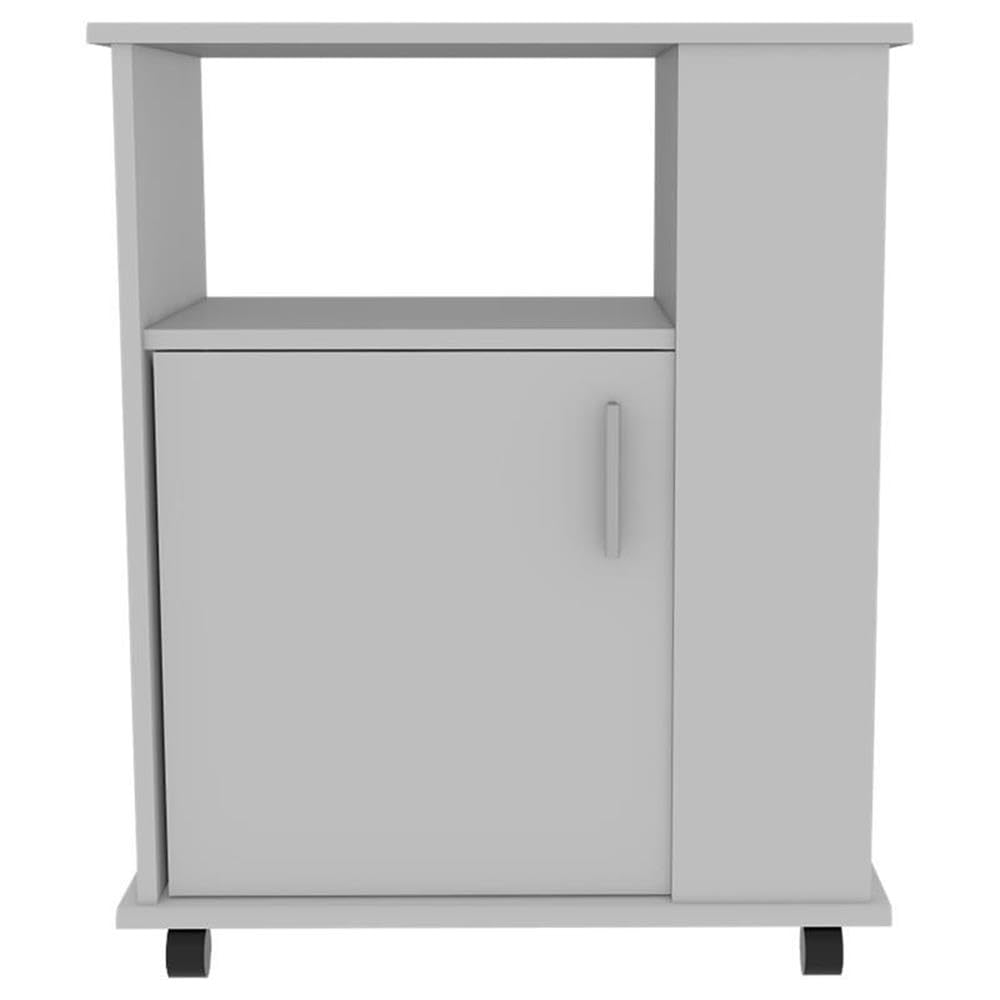 Tuhome White 5-Shelf Kitchen Pantry Cart with 1 Door & Caster Wheels, 28.97