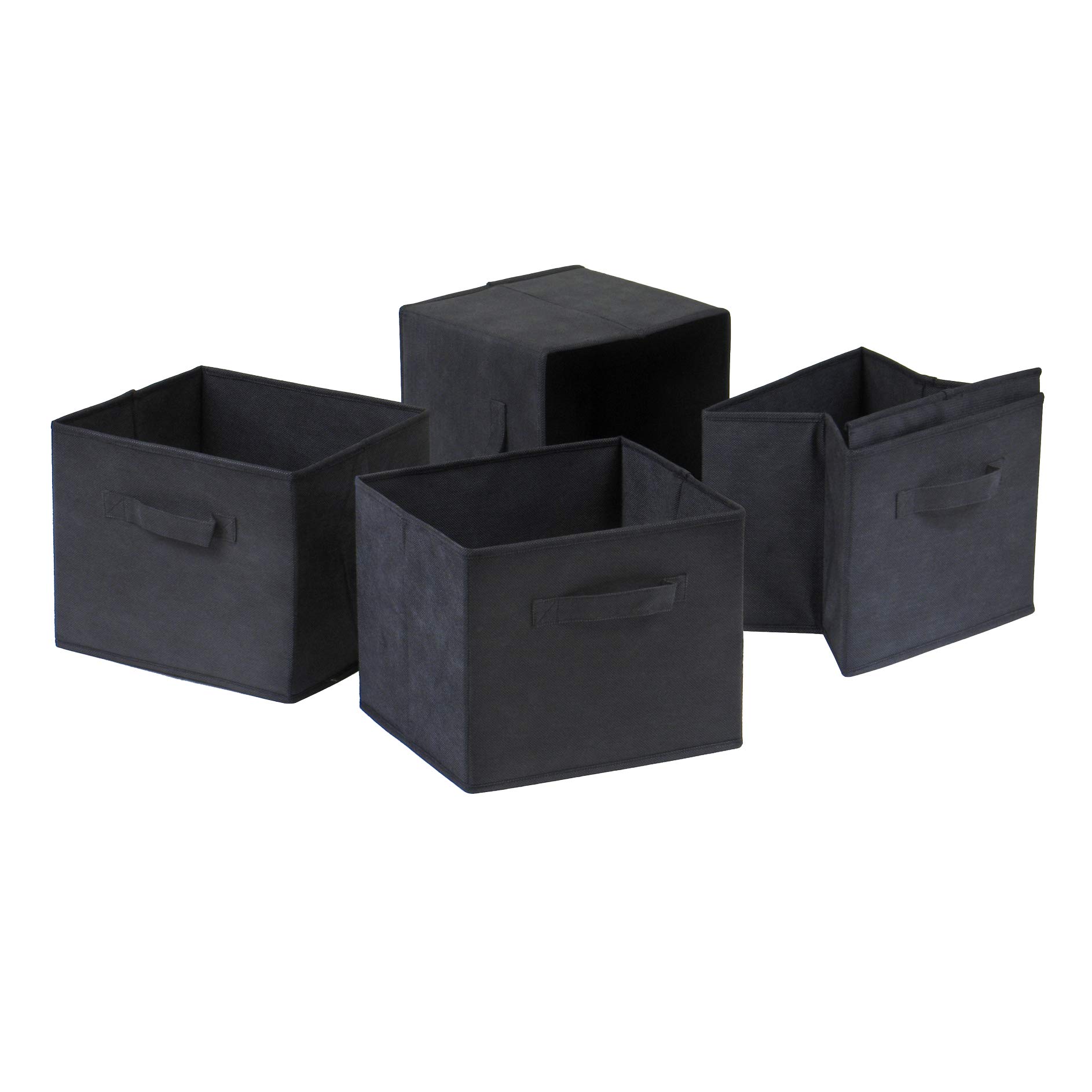 Winsome Verona 4-Tier Small Walnut & Black Wooden Storage Organizer Shelf - Perfect for Bedroom, Bathroom, and Office Organization