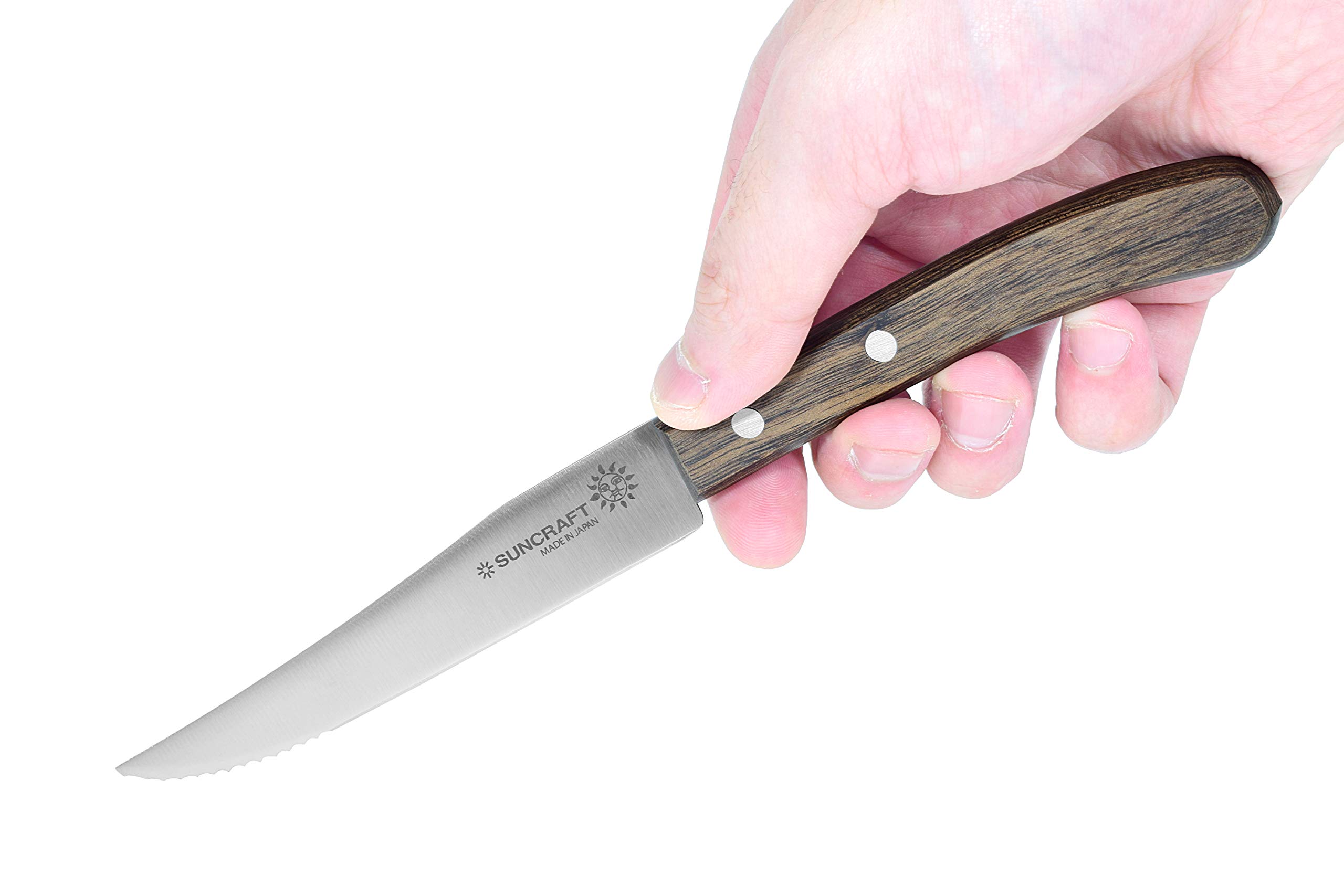 WW200 Japanese Utility Small Bread Knife - Stainless Steel Fruit & Meat Knife with Brown Wood Handle (4.5 inch/115mm) - Perfect for Slicing Bread, Fruits, Cheese, Cakes & Deli Meats - Ideal for Kitchen, Camping & Picnic Use