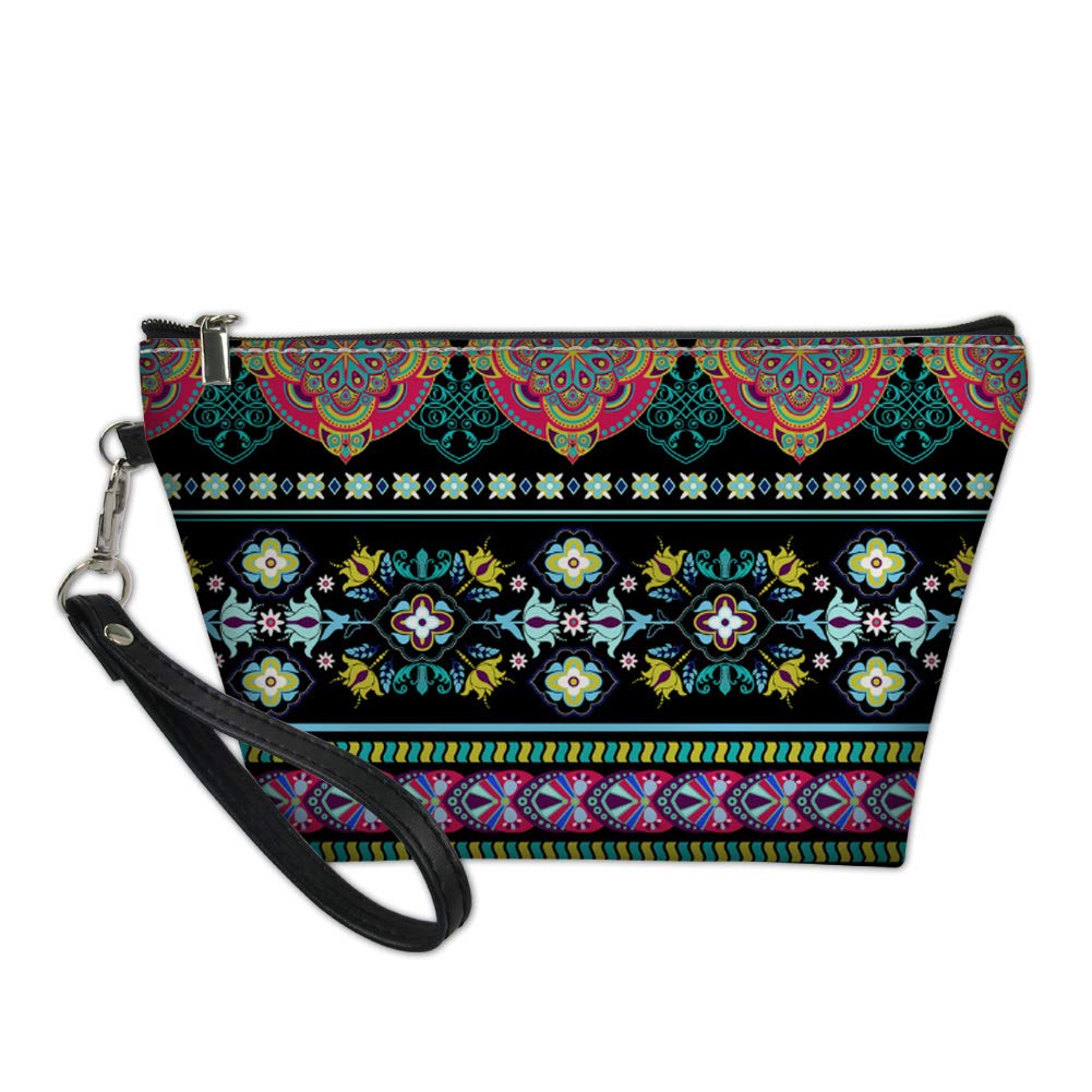 Boho Style Makeup Bag - PU Leather Travel Cosmetic Pouch for Women & Girls | Waterproof Toiletry Organizer for Vacation, Gym & Daily Essentials (Perfect Gift Idea)
