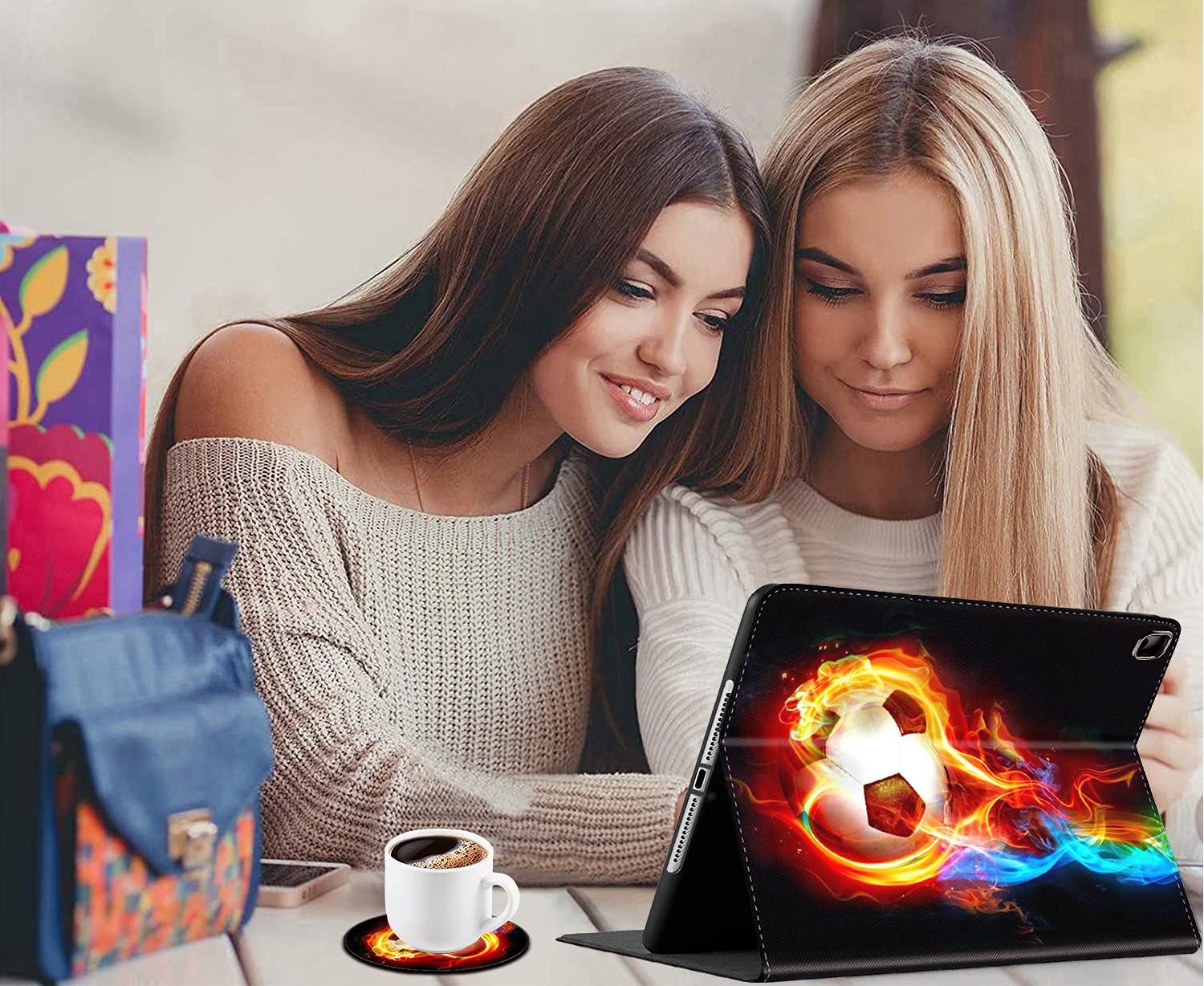 Shockproof iPad Case for iPad 10.2 (8th/7th Gen 2020/2019) & iPad Air/Pro 10.5 inch - Durable Protective Cover with Flame Soccer Design - Perfect for Work, School & Travel