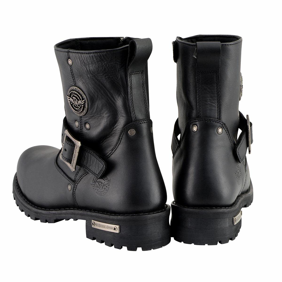 Milwaukee Leather Men's Black 6-Inch Classic Engineer Motorcycle Boots with Side Zipper - MBM9040 | Durable Riding Boots for Cruiser & Harley Davidson Motorcycles