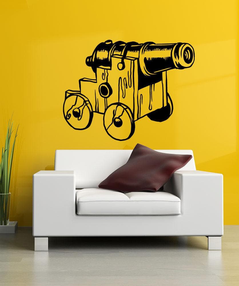 Vinyl Wall Decal Sticker Cannon - Removable Home Decor for Kids Room, Nursery, Office | DIY Wall Art, Creative Space Design