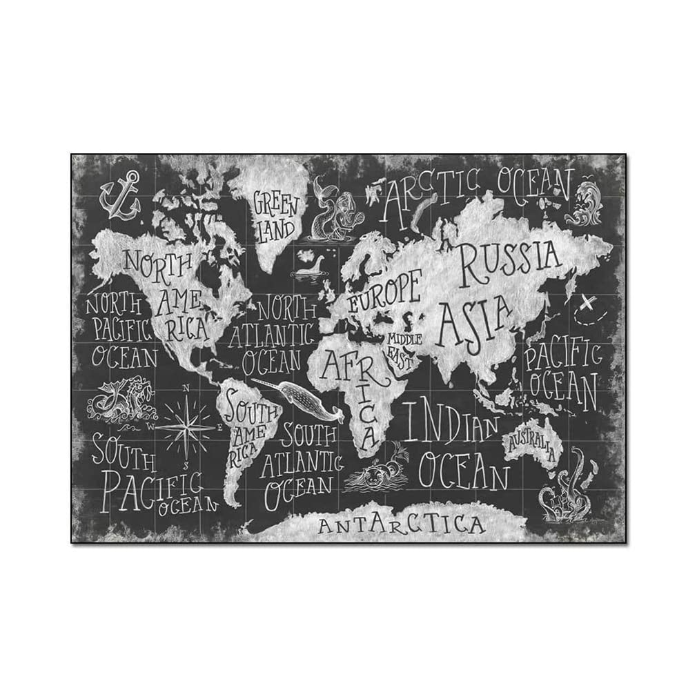 Modern Abstract World Map Area Rug - Soft Indoor Outdoor Carpet for Living Room, Bedroom, Bathroom - Black & Gray Home Decor (5.2'x6.5') - Perfect for Cozy Spaces, Dorm Rooms & Office Decor