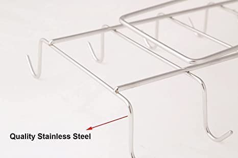 Kienlix 304 Stainless Steel Under Shelf Coffee Mug Holder - Space Saving Cup Rack Organizer with 10 Hooks for Kitchen, Cabinet, Countertop - Perfect for Small Kitchens, Office Break Rooms & Dorm Organization (Pack of 1)