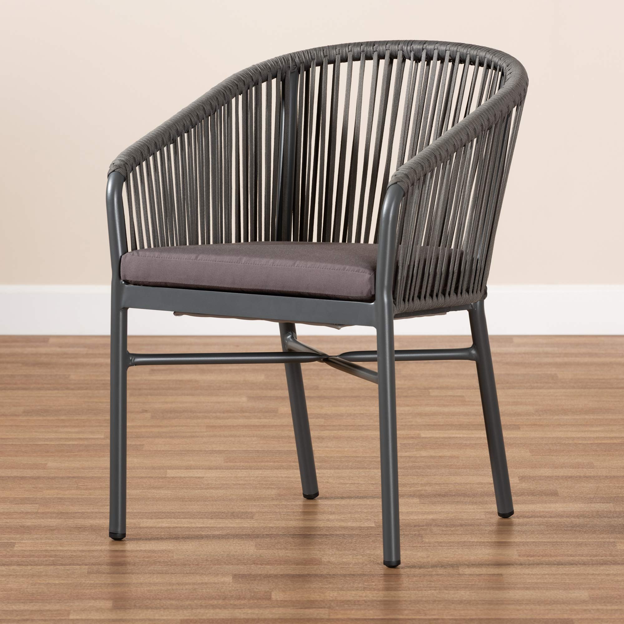 Baxton Studio Modern Grey Dining Chairs - Set of 2 Contemporary Kitchen Chairs for Dining Room, Breakfast Nook & Small Space