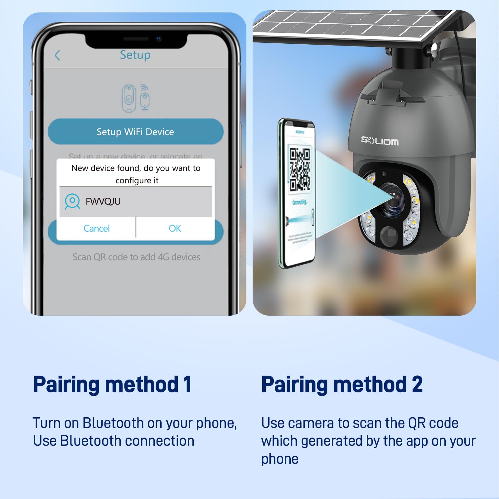 SOLIOM 5MP Wireless Outdoor Security Camera with 10X Optical Zoom, Solar & Battery Powered, Human Detection, Auto Tracking, Spotlight Color Night Vision - Ideal for Home Security, Backyard Monitoring, and Business Surveillance (2.4G Wi-Fi)