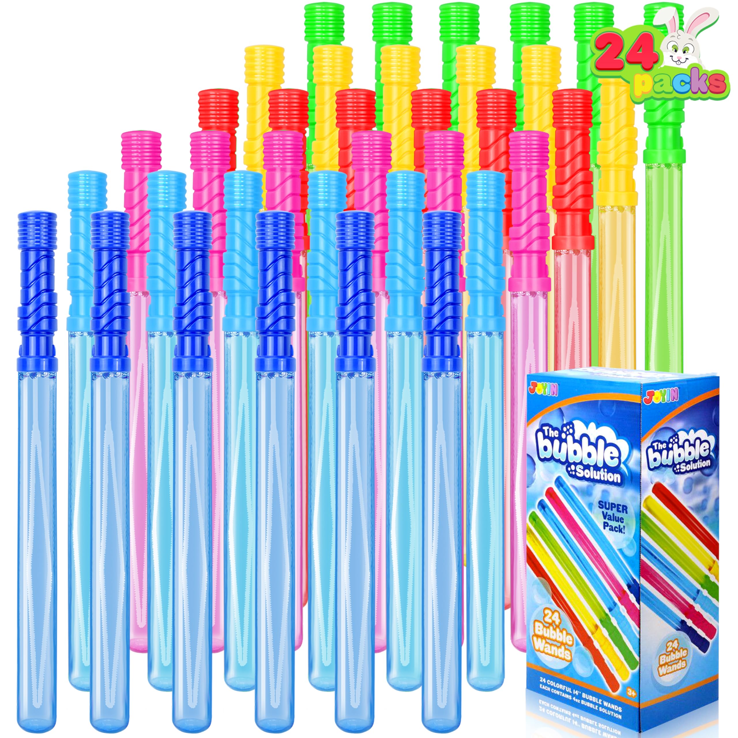 JOYIN 24 Pack 14.6 Inch Giant Bubble Wands Bulk (2 Dozen) - Summer Outdoor Toys, Kids Party Favors for Easter & Birthday - Fun Bubble Solution for Backyard, Park & Indoor Play