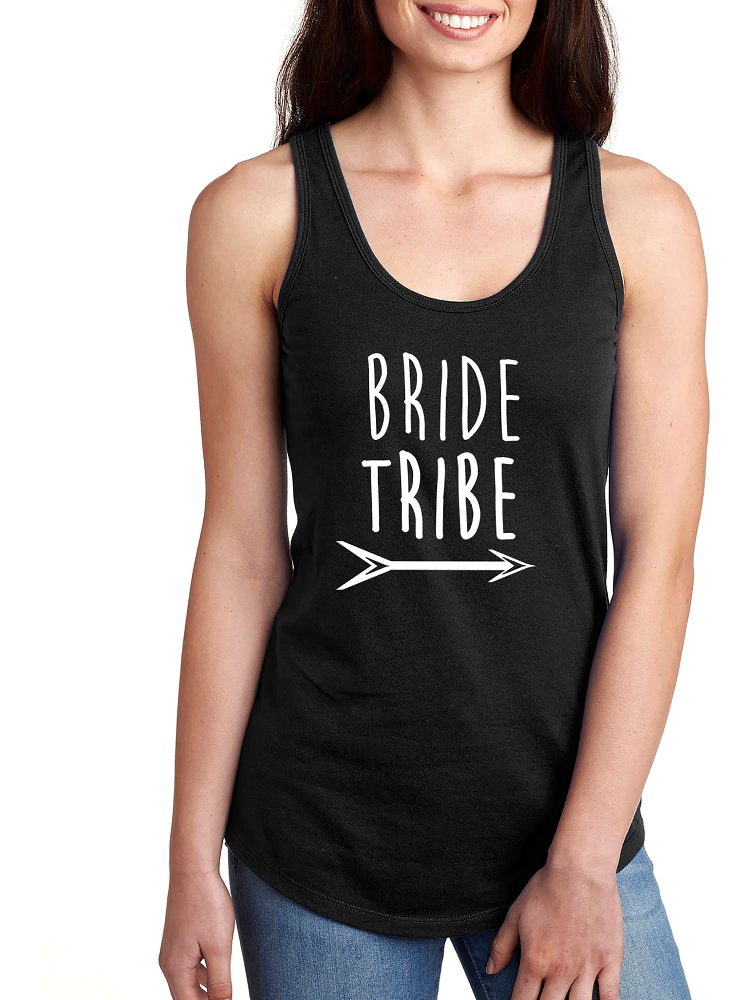 Bride Tribe with Arrow Racerback Tank Top - Women's Fashion Workout & Bachelorette Party Apparel