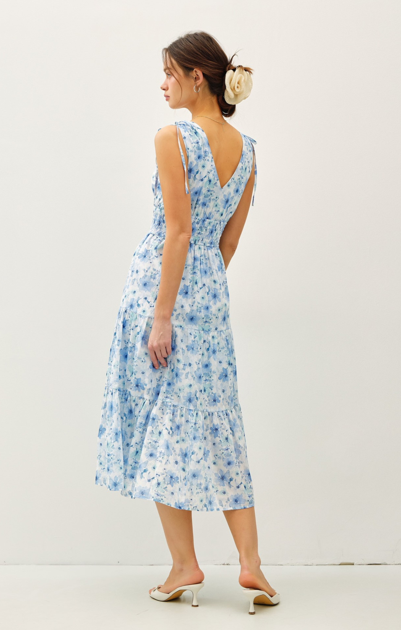 Rikie Floral Print Midi Dress for Women - Elegant Summer Casual Dress with Short Sleeves & Flowy Skirt | Perfect for Beach Vacations, Date Nights & Garden Parties