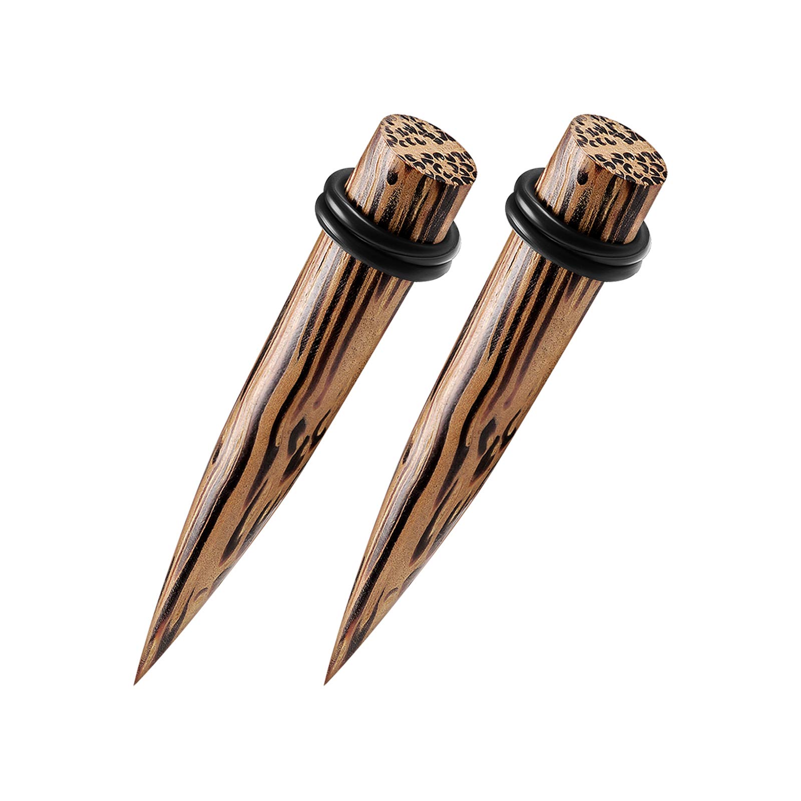 Organic Coconut Wood Taper Ear Plugs for Stretching - Double Rubber O-Rings Ear Jewelry - Perfect for Ear Lobe Piercing & Gauging - Ideal for Body Modification, Punk Style & Alternative Fashion