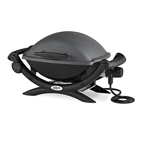 Weber Q 1400 Electric Grill - Black Portable Outdoor Grill for Patio, Camping & Tailgating | Classic Bundle with 2 Essential Accessories