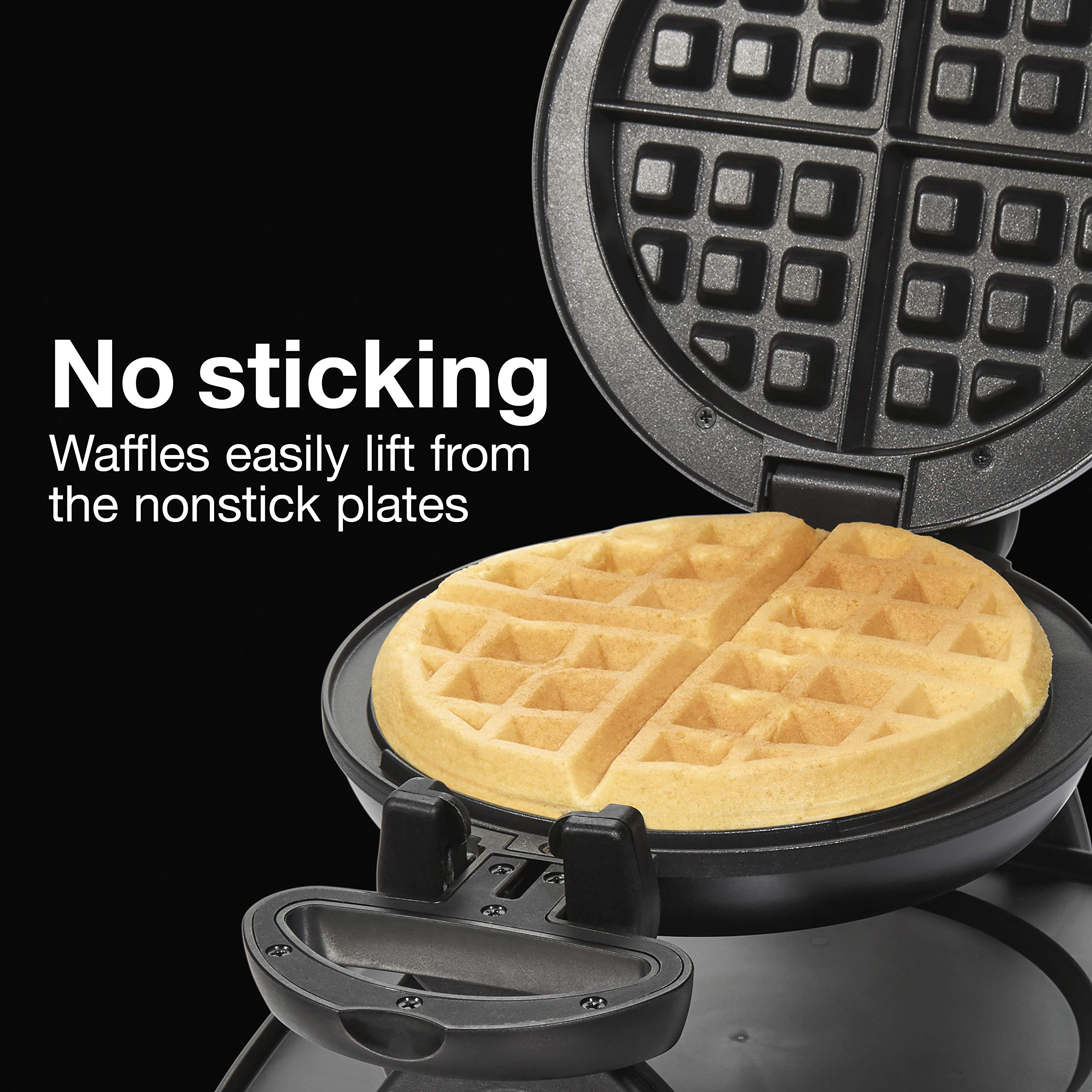 Proctor Silex 26090PS Black Flip Belgian Waffle Maker with Nonstick Plates - Single Waffle Capacity for Breakfast, Brunch & Family Gatherings
