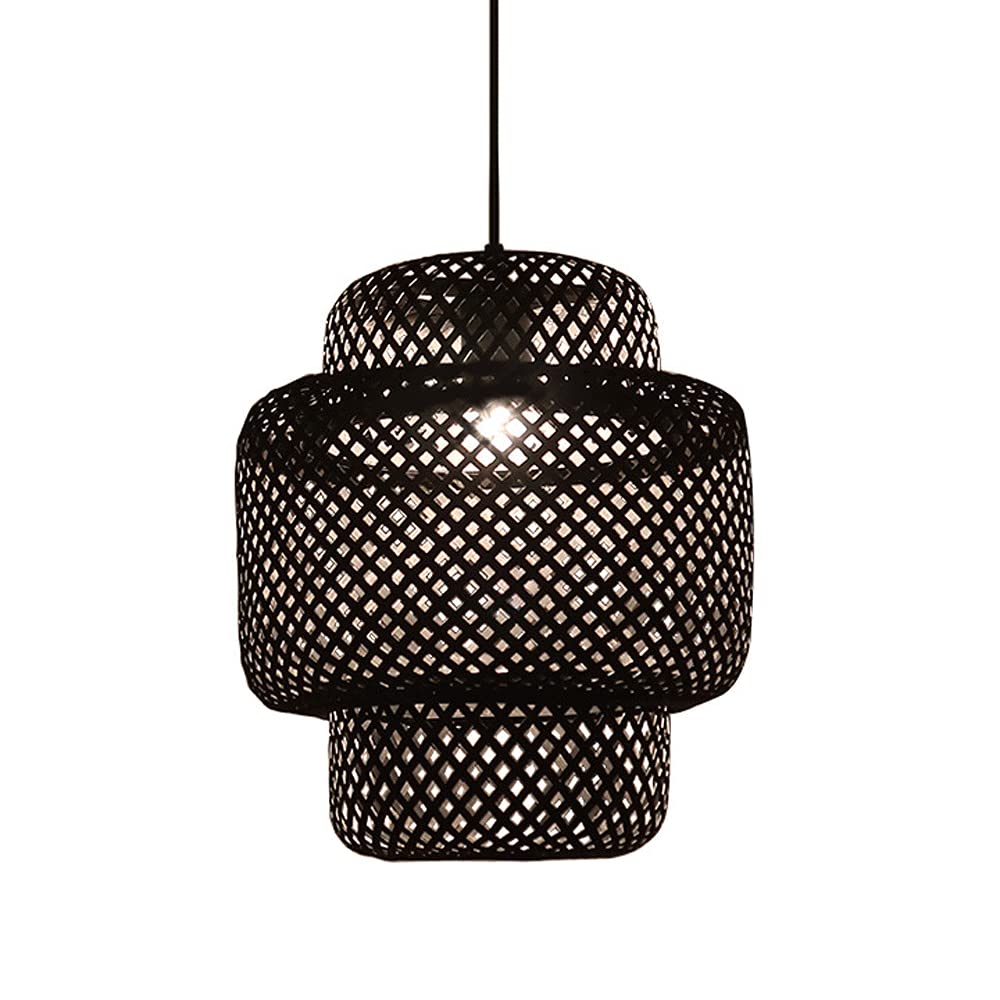Modern Bamboo Rattan Chandelier - Handwoven Wicker Pendant Light with Basket Shade for Ceiling, Living Room, Dining Room, Hotel & Home Decor | Natural Boho Lighting Fixture for Indoor Rustic, Farmhouse or Coastal Style Spaces