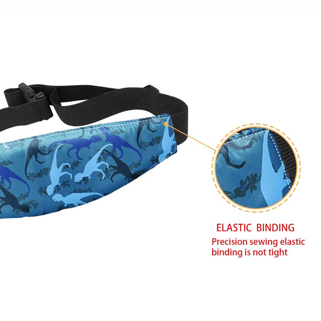 AFPANQZ Adjustable Dinosaur Baby Car Seat Head Support - Soft Headband Strap Holder for Stroller & Carseat - Neck Relief Headrest for Safe Sleep Positioner - Washable Blue Infant Support (Perfect for Travel, Daily Walks & Nap Time)