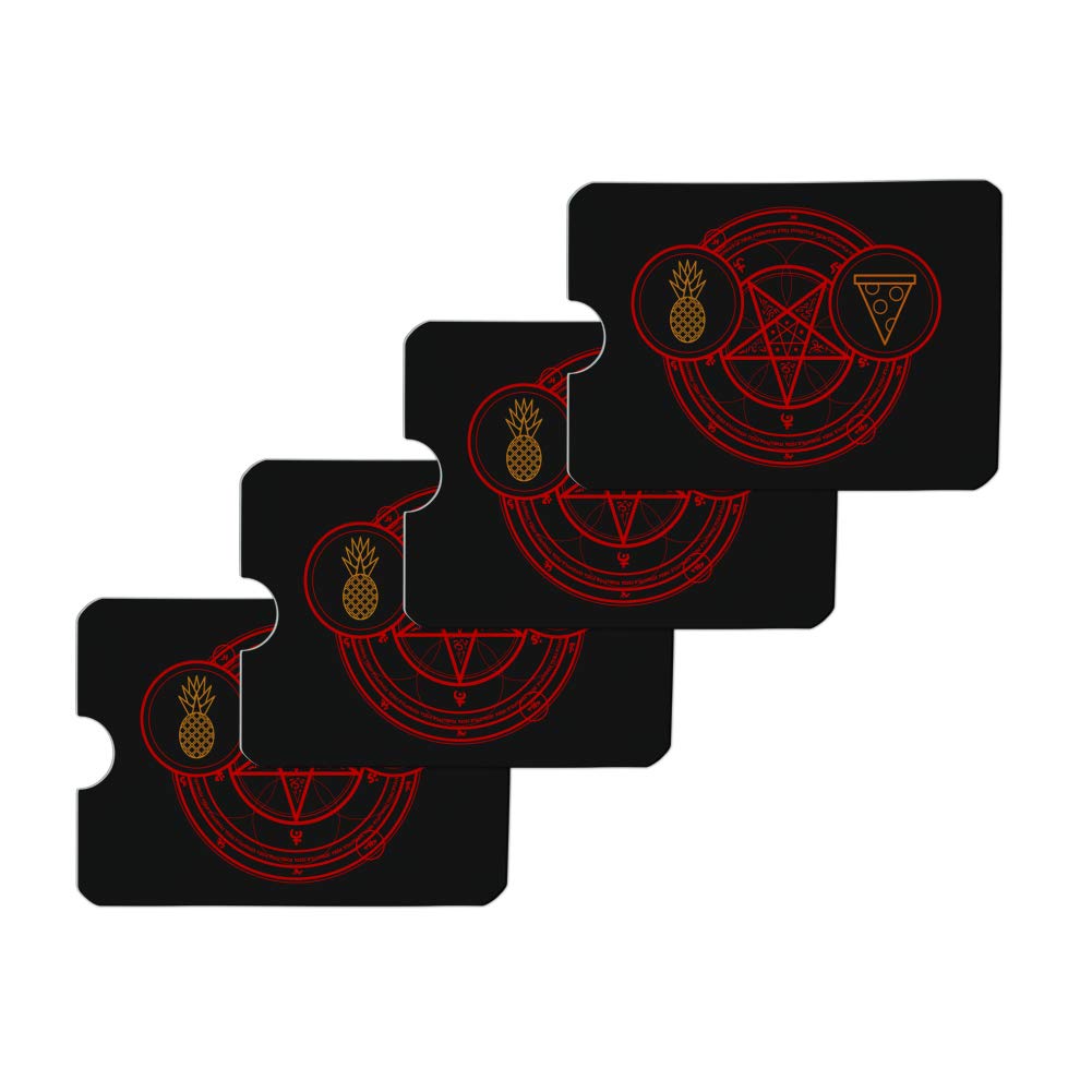 Pineapple Pizza Pentagram RFID Blocking Credit Card Holder - Set of 4 for Wallet Protection Against Digital Theft | Perfect for Travel, Shopping & Everyday Use