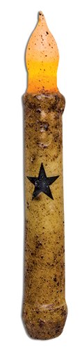 Hearthside Collection 6 Inch Primitive Black Star Battery Operated Timer Candle with Burnt Ivory Finish - Perfect for Farmhouse Decor, Holiday Centerpieces, and Cozy Home Ambiance