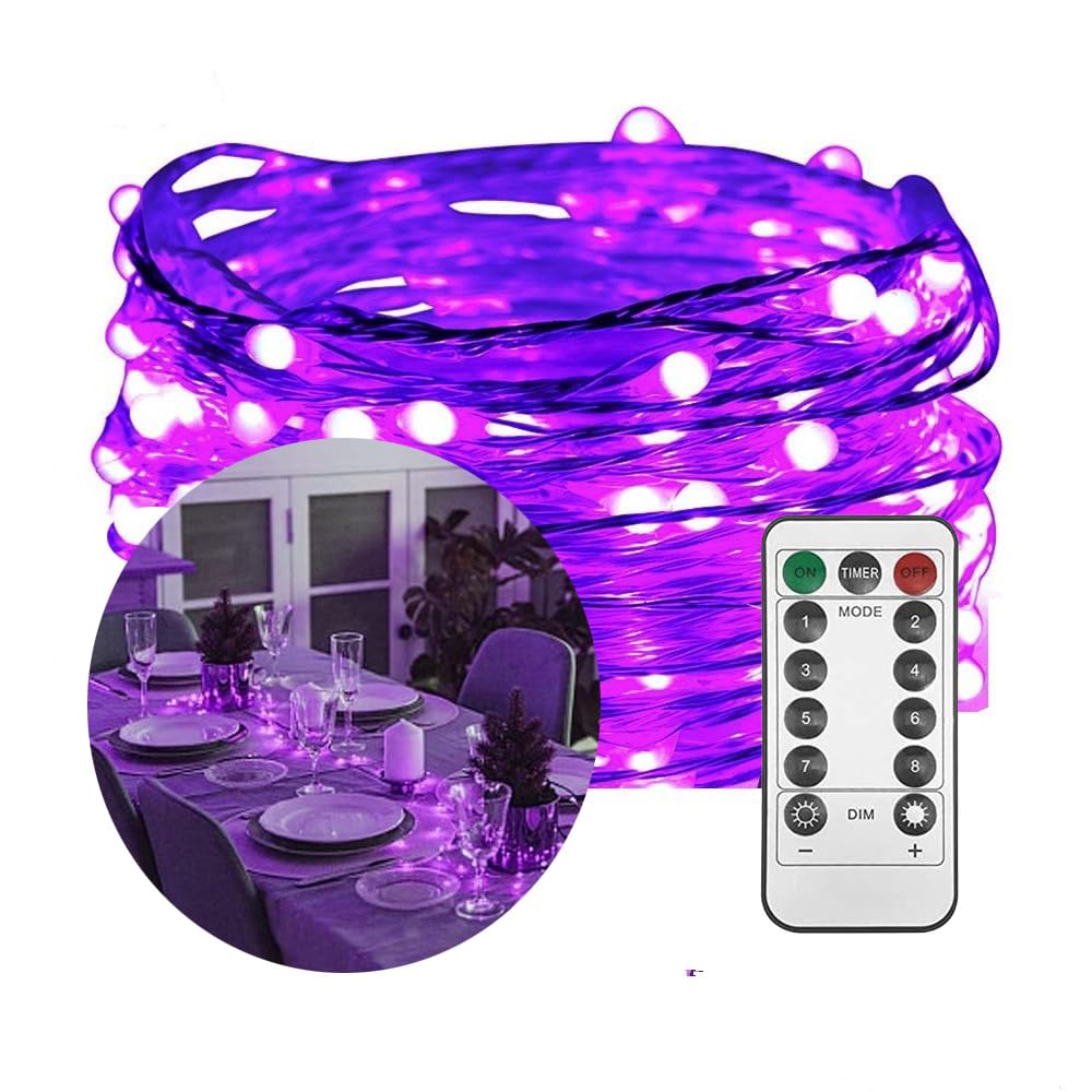 100 LED String Lights - 33ft Copper Wire Fairy Lights with Dimmable Function for Bedroom, Wedding, Party & Holiday Decorations (Christmas, Halloween, Easter) - Perfect for Table Centerpieces, Wall Decor and Outdoor Lighting