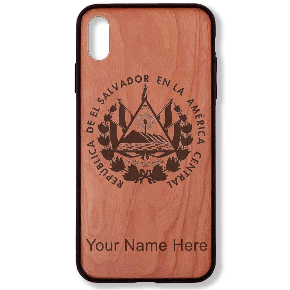 El Salvador Flag iPhone X/Xs Case - Personalized Engraved Cherry Wood Cover for Travel & Patriotic Display
