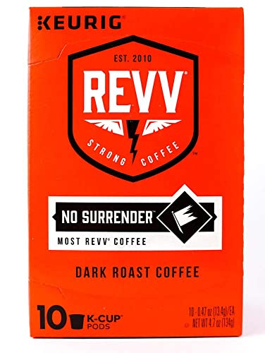 REVV No Surrender Dark Roast Coffee K-Cup Pods for Keurig - 60 Count Single-Serve Pods - Perfect for Home, Office & Morning Coffee Break