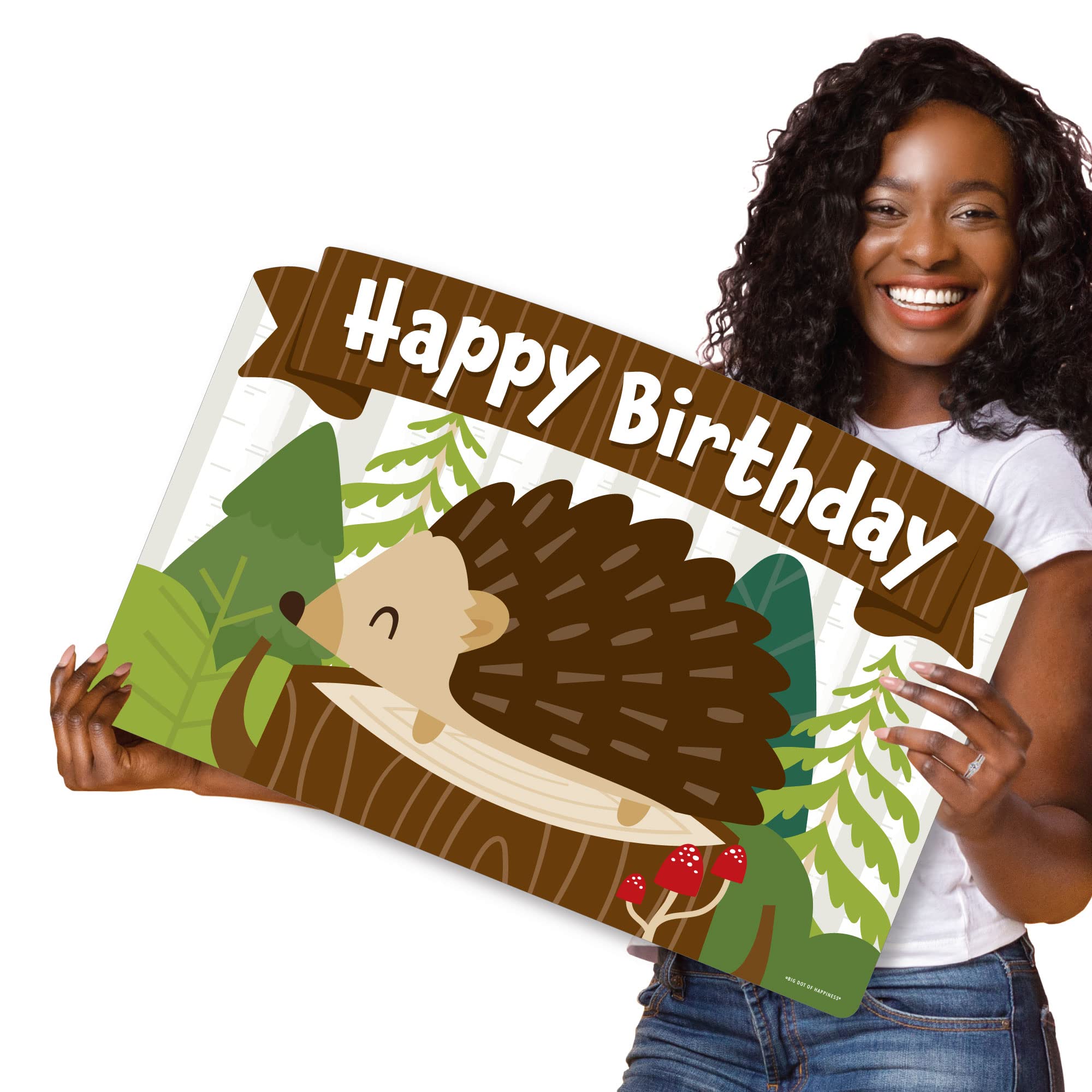 Big Dot of Happiness Forest Hedgehogs Woodland Birthday Party Decorations - Happy Birthday Yard Signs for Outdoor Lawn & Garden - Perfect for Kids Birthday Parties, Baby Showers & Outdoor Celebrations