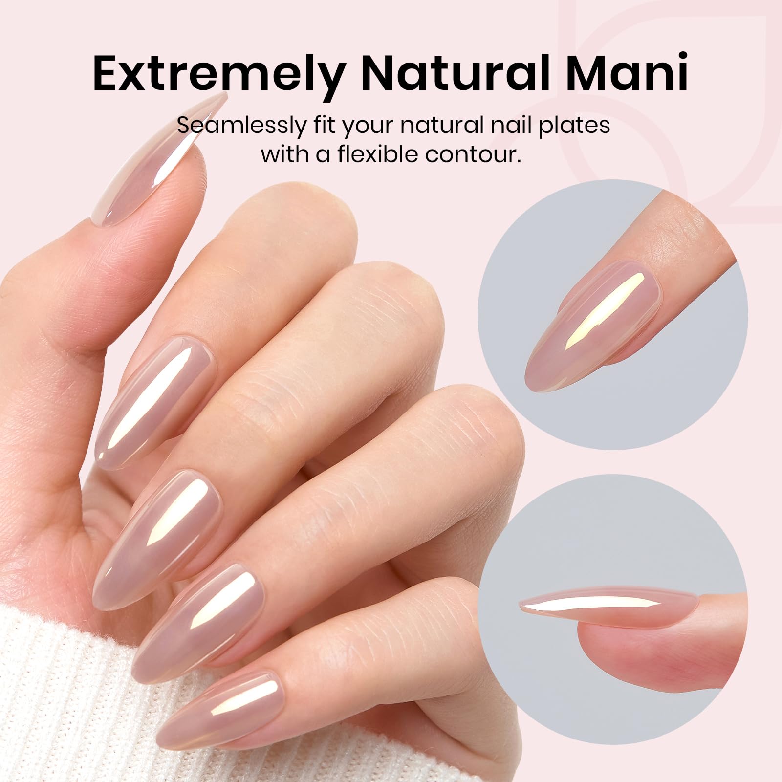 Beetles 30Pcs Medium Almond Press On Nails - 15 Sizes Fake Nails with Quick Dry Strong Glue & Mini Manicure File - Perfect for Summer, Women & Girls - Great for Parties, Weddings, and Everyday Wear