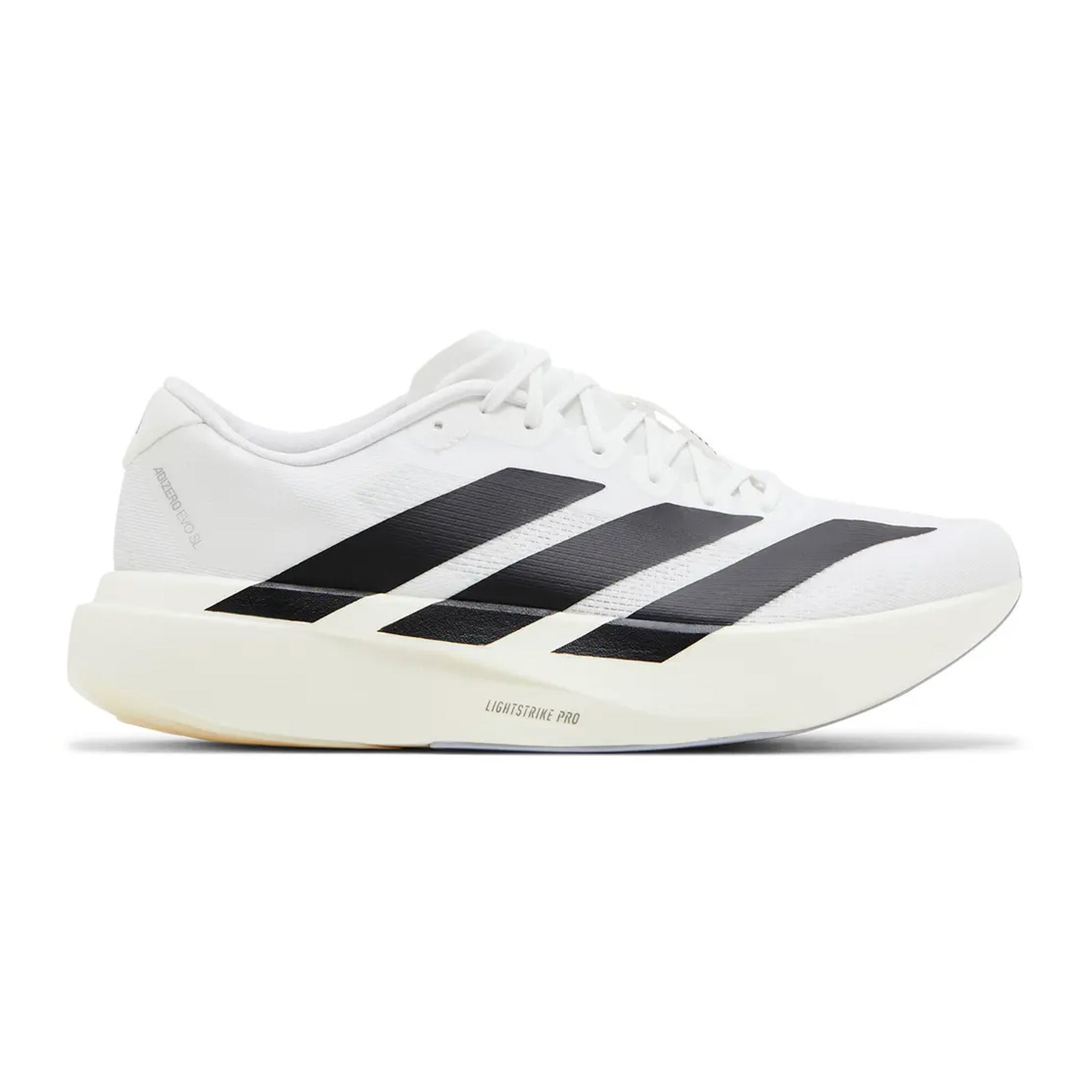 Adidas Adizero Evo SL Running Shoes - White & Black (2024) | Lightweight Performance Sneakers for Men | Perfect for Marathon Training & Road Racing