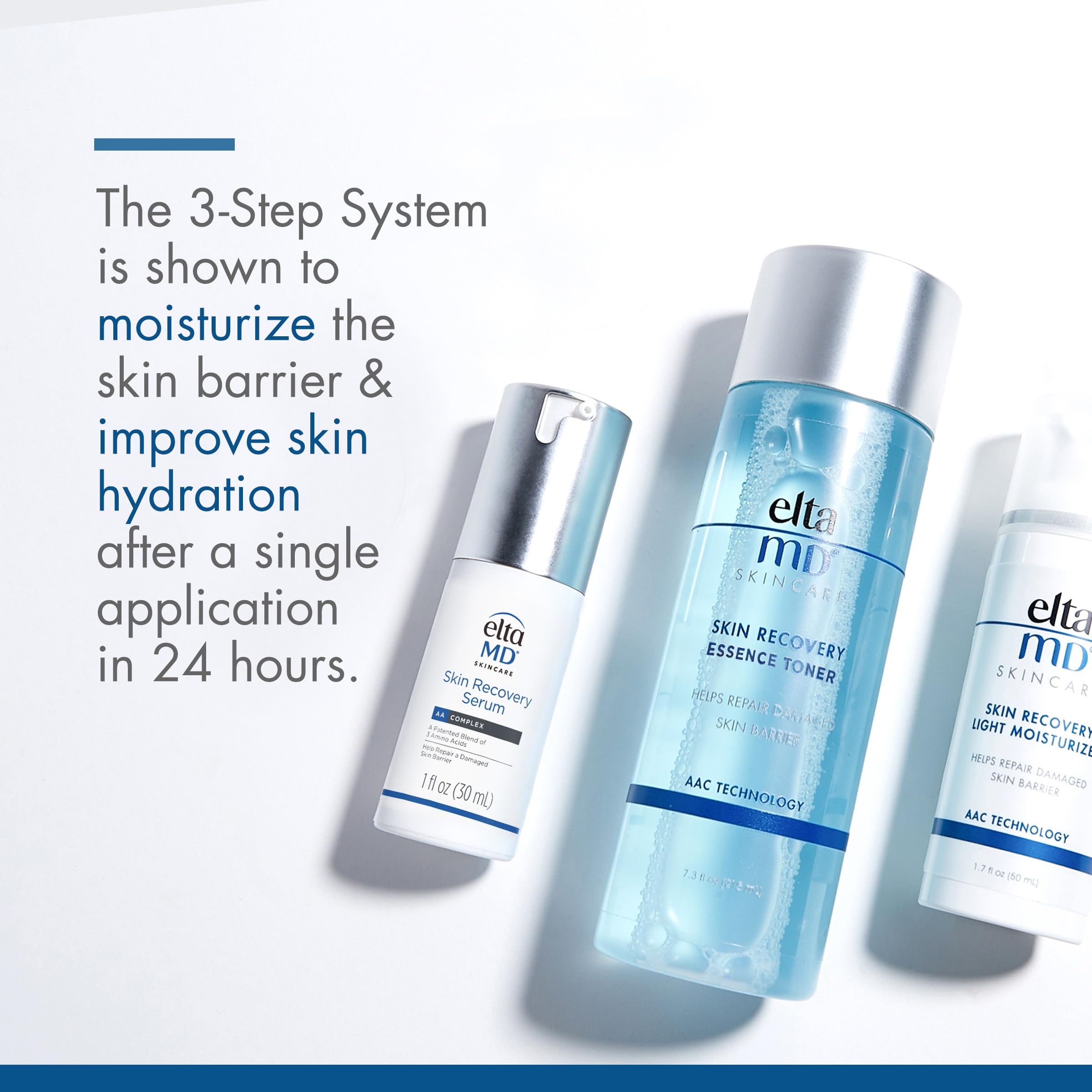 EltaMD Skin Recovery System - 3-Piece Facial Care Set with Gentle Essence Toner, Hydrating Serum & Light Moisturizer for Dry, Sensitive Skin | Daily Skincare Routine for Women & Men