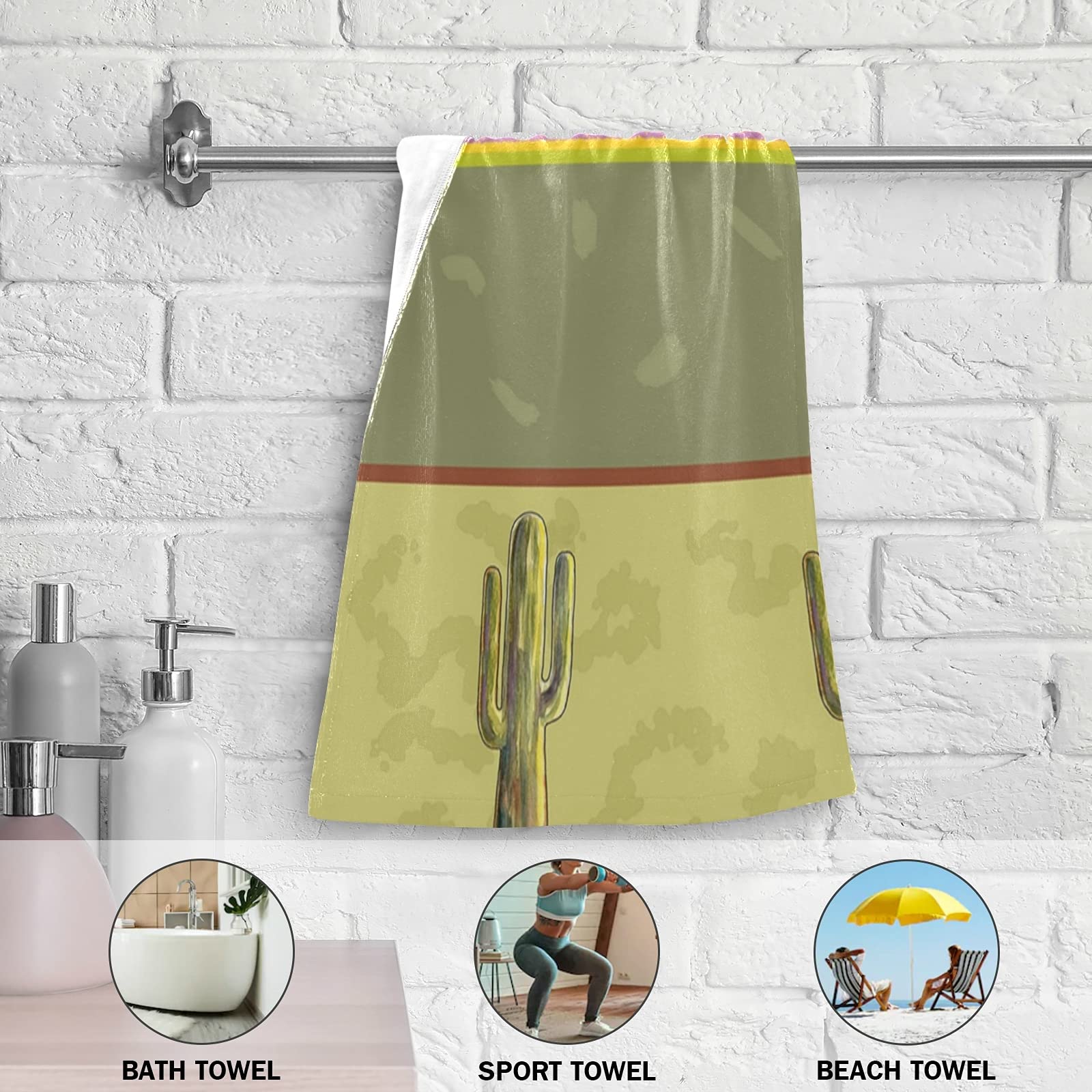 Desert Volcanic Cactus Hand Towels Set of 2 - 16x30 Inch Soft Absorbent Kitchen & Bath Towels for Spa, Home Decor | Fall Autumn Welcome Towels for Bathroom, Kitchen & Multipurpose Use
