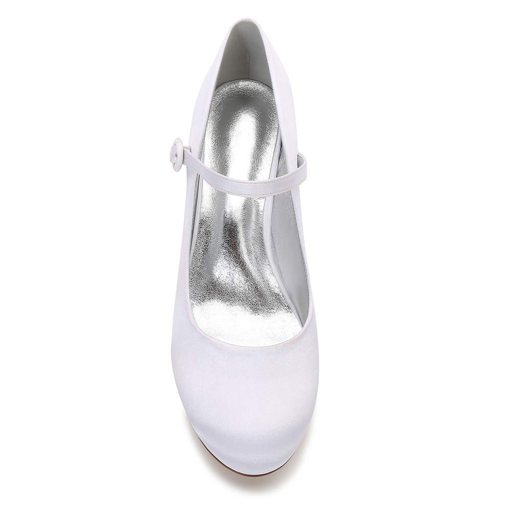 Ivory Wedding Shoes for Women - Elegant Closed Toe Buckle Ankle Strap Heels | Perfect for Evening Prom, Bridal Party & Formal Dress Occasions