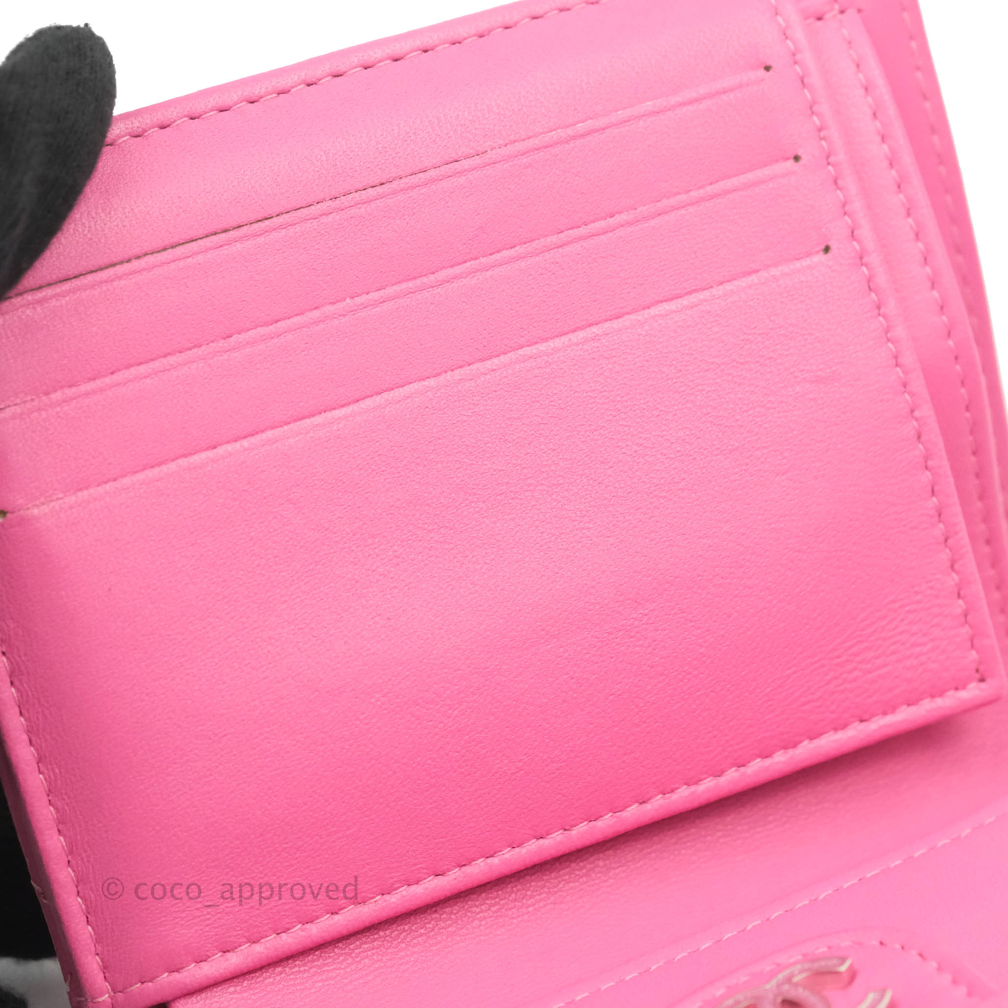 Chanel Classic Flap Wallet in Pink Lambskin Leather with Silver Hardware - Luxury Women's Wallet for Everyday Use & Special Occasions
