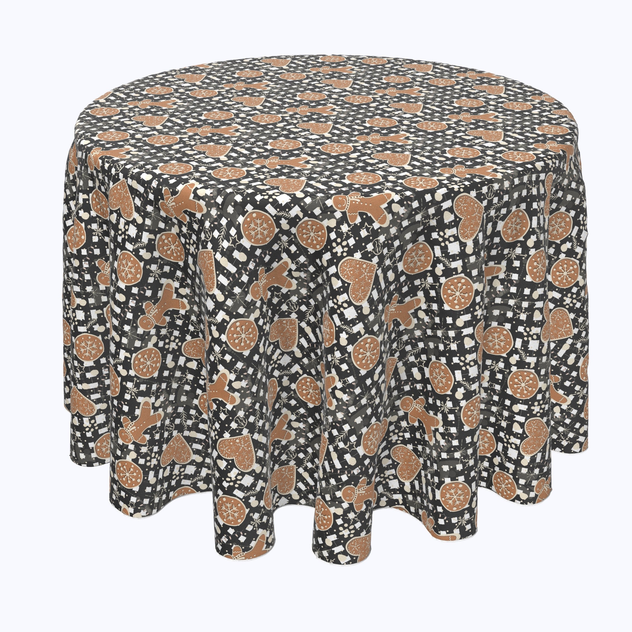 Festive Gingerbread Plaid Round Coasters - Holiday Drink Coasters for Christmas Party, Home Decor & Seasonal Table Setting