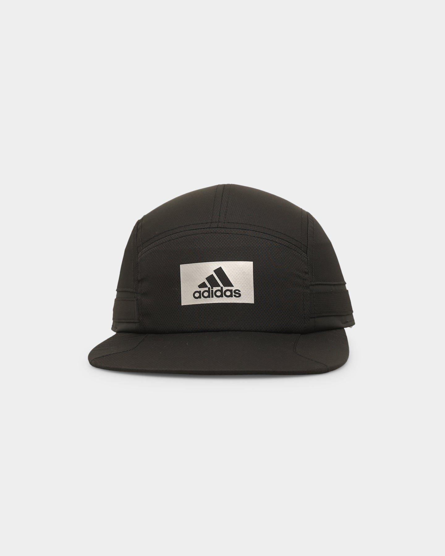 Adidas Tech 5 Panel Strapback Cap - Adjustable Baseball Hat for Men & Women - Black Sporty Casual Hat for Running, Gym, Outdoor Activities