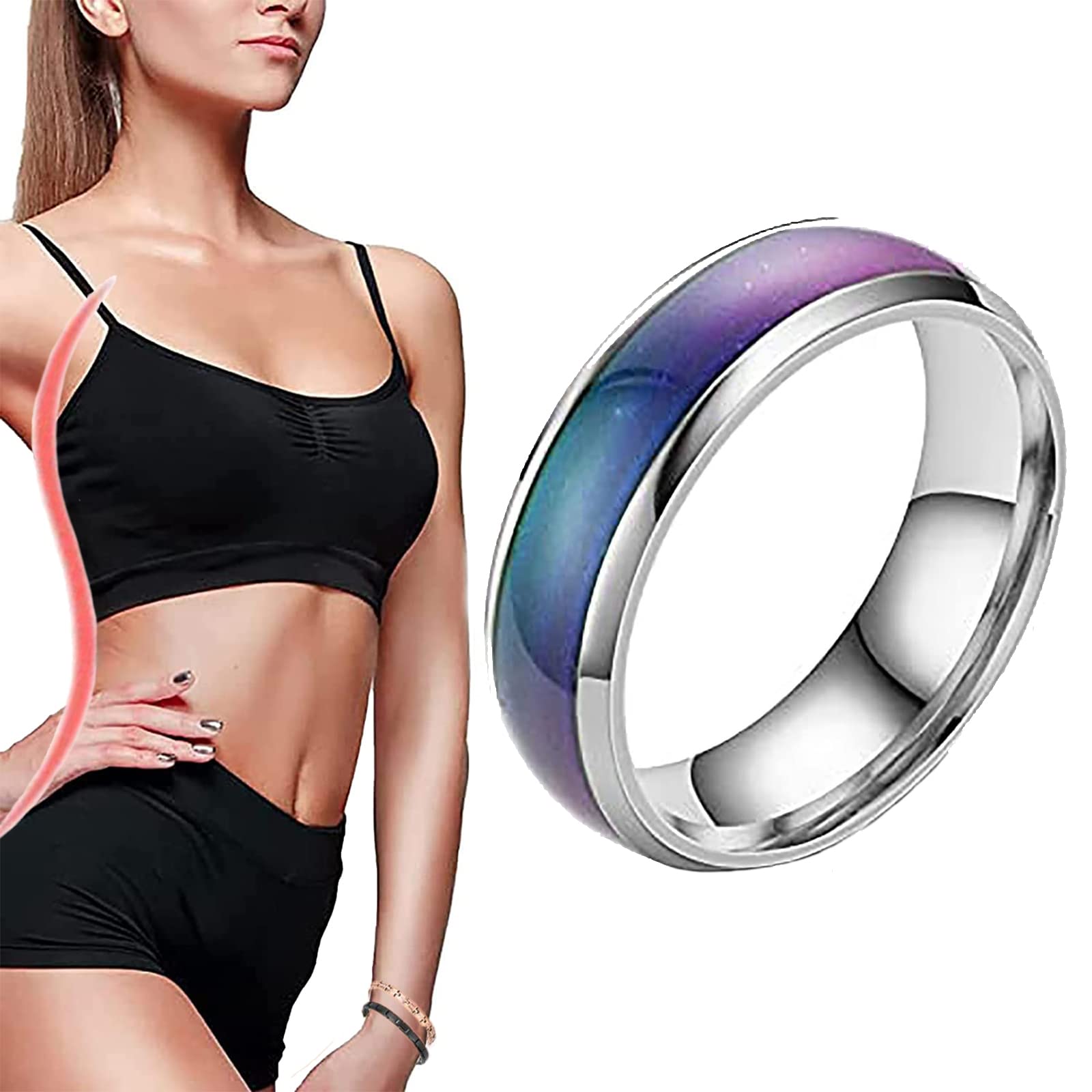 Anis'OMI Lymphvity Thermotherapeutic Ring - Color Changing Mood Ring with Thermochromic Stones for Women & Men (#6 Silver) | Stress Relief, Fashion Jewelry Gift for Him/Her