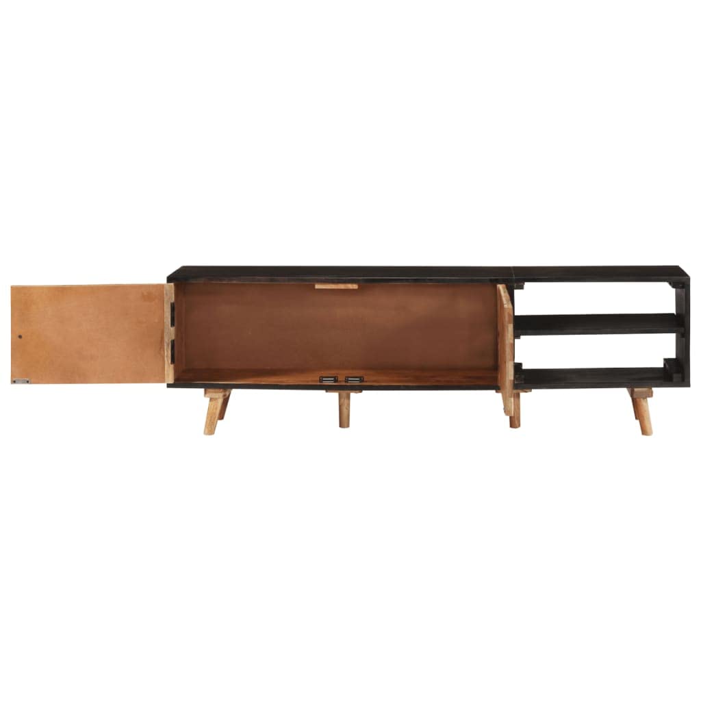 vidaXL TV Stand for Living Room - Solid Acacia Wood & Rough Mango Wood Media Console with Storage | Entertainment Center & Sideboard for Home Theater Setup