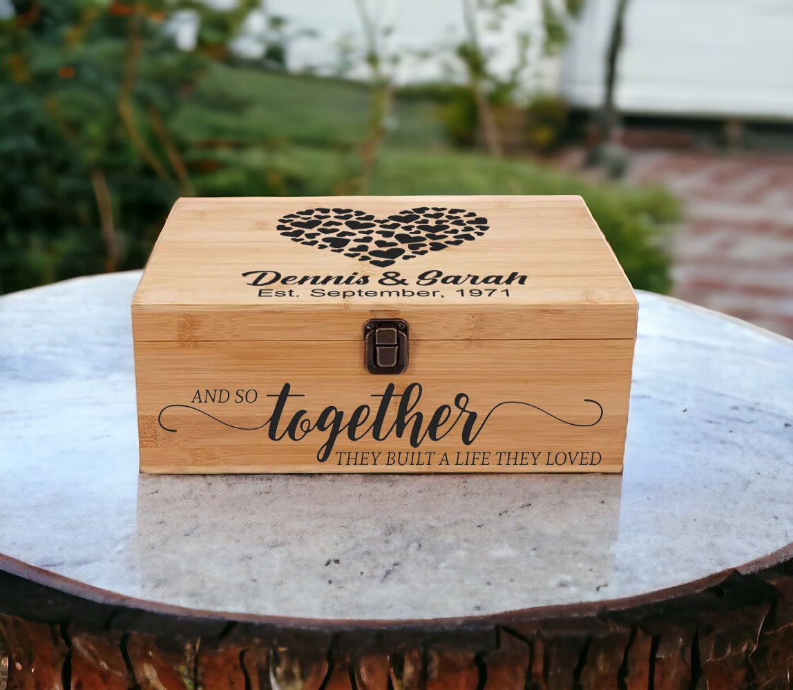 Personalized Wedding Memory Keepsake Box - Engraved Anniversary Gift for Couples, Bridal Shower Present - Perfect for Storing Love Letters, Photos & Special Mementos