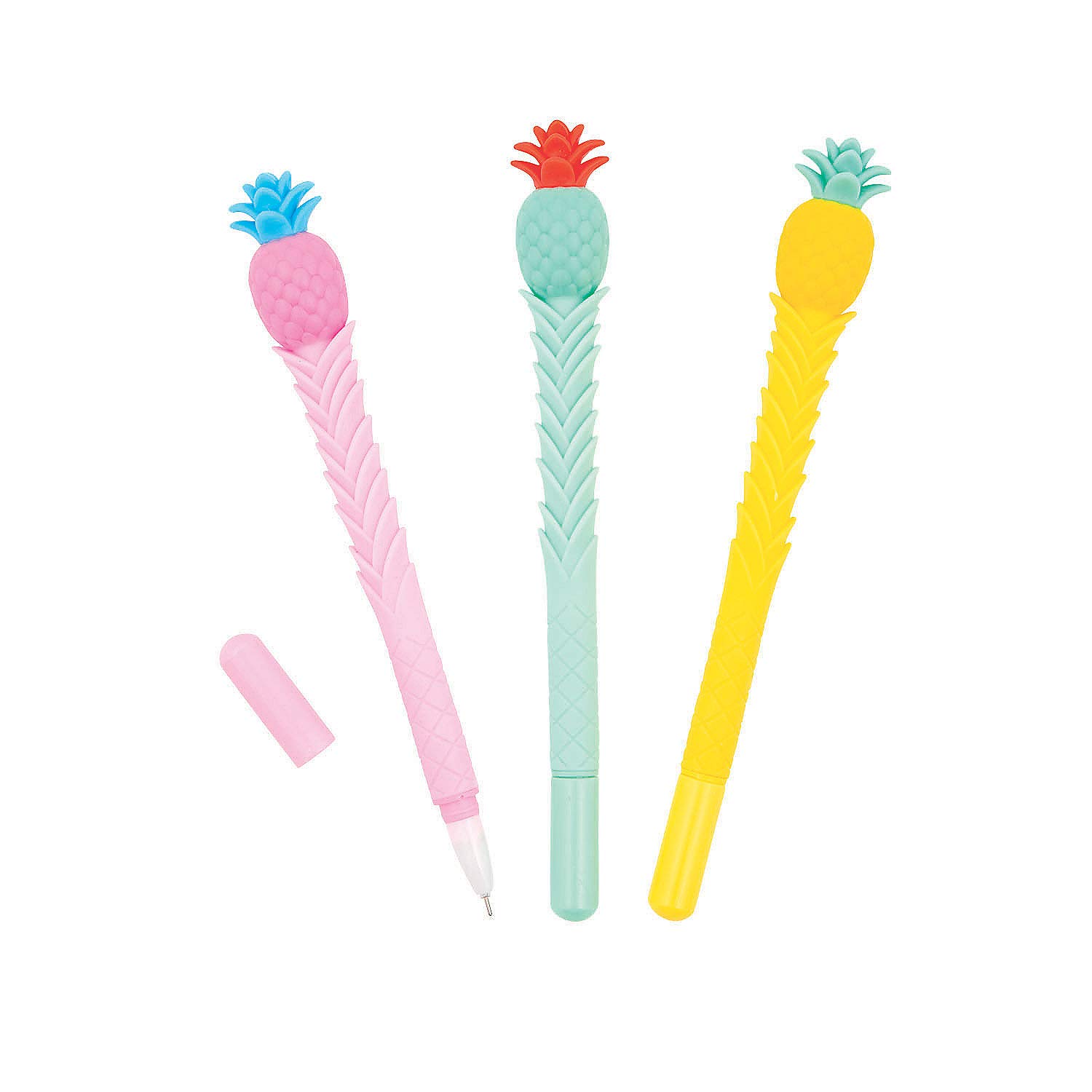 Fun Express Assorted Pineapple Pens - Bulk Pack of 12 Colorful Fruit Pens for School, Office & Party Favors - Perfect for Note Taking, Gift Giving & Summer Themed Events