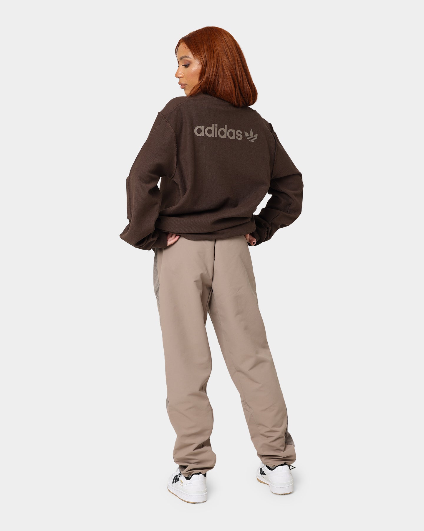 Adidas Loopback Crewneck Sweatshirt for Men - Soft Brown Cotton Pullover for Casual Wear & Street Style