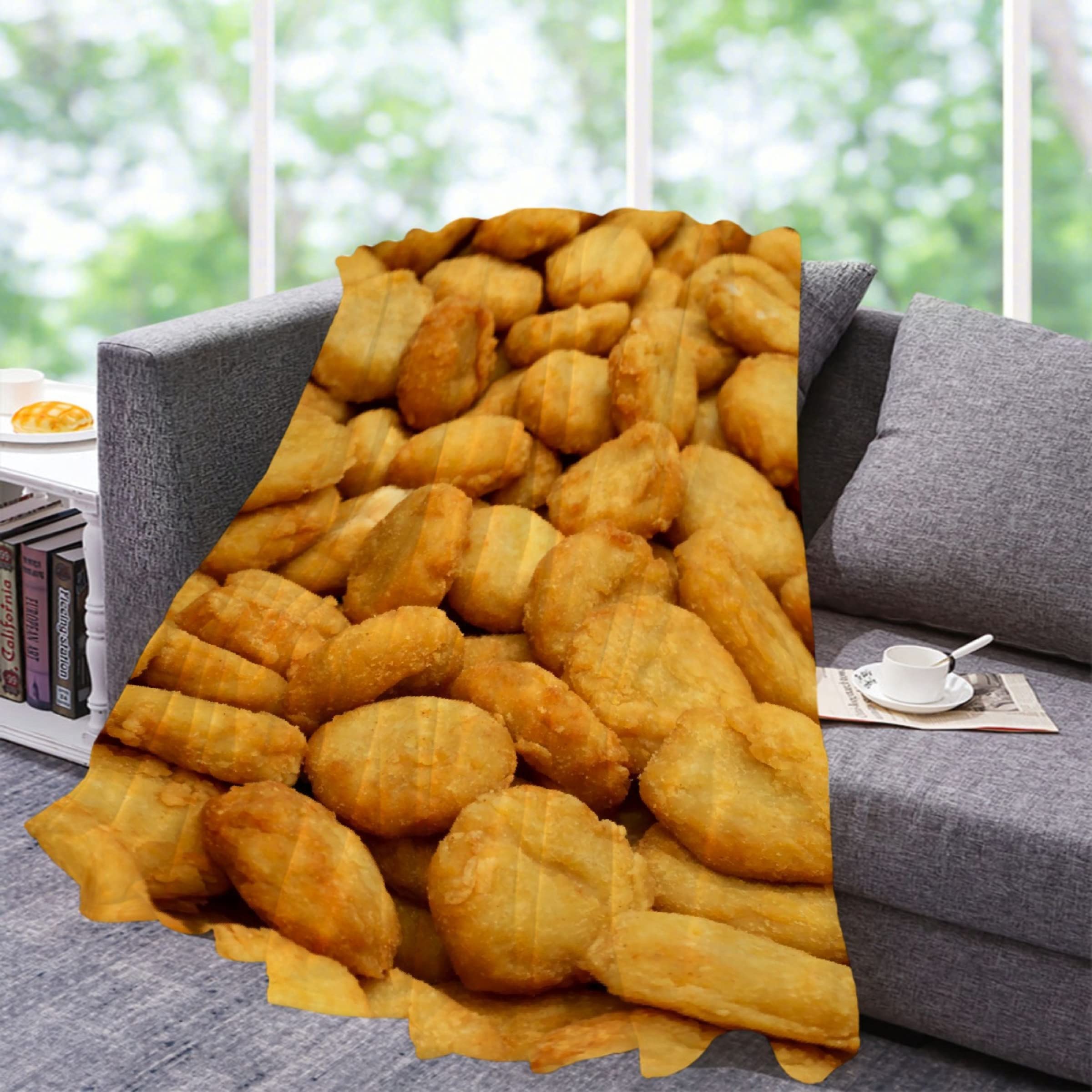 Super Soft Flannel Fleece Chicken Nuggets Throw Blanket - 90