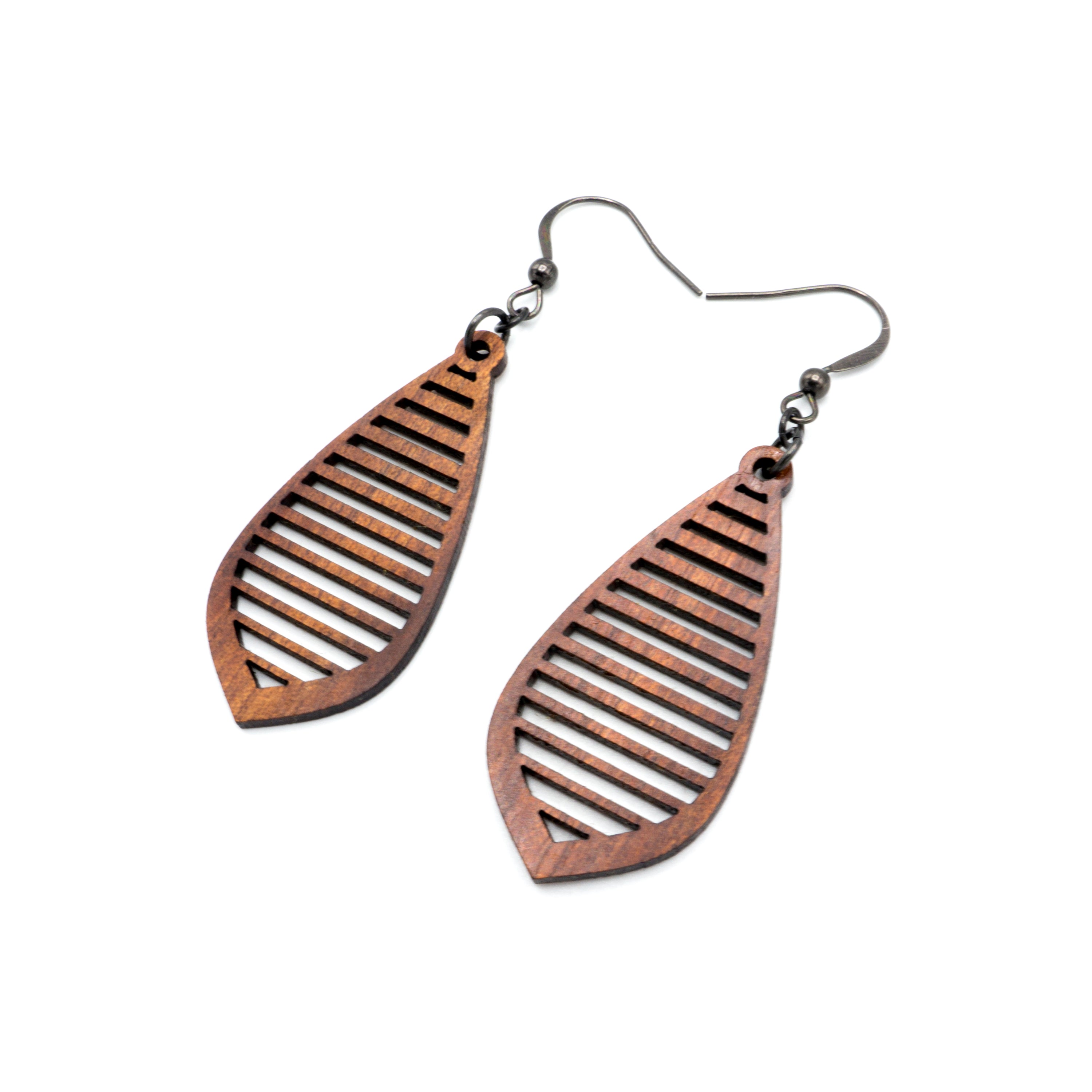 Gem Point 11 [S] Handmade Sapele Wood Earrings - Lightweight Dangle Earrings for Women, Boho Chic Jewelry for Everyday Wear & Special Occasions
