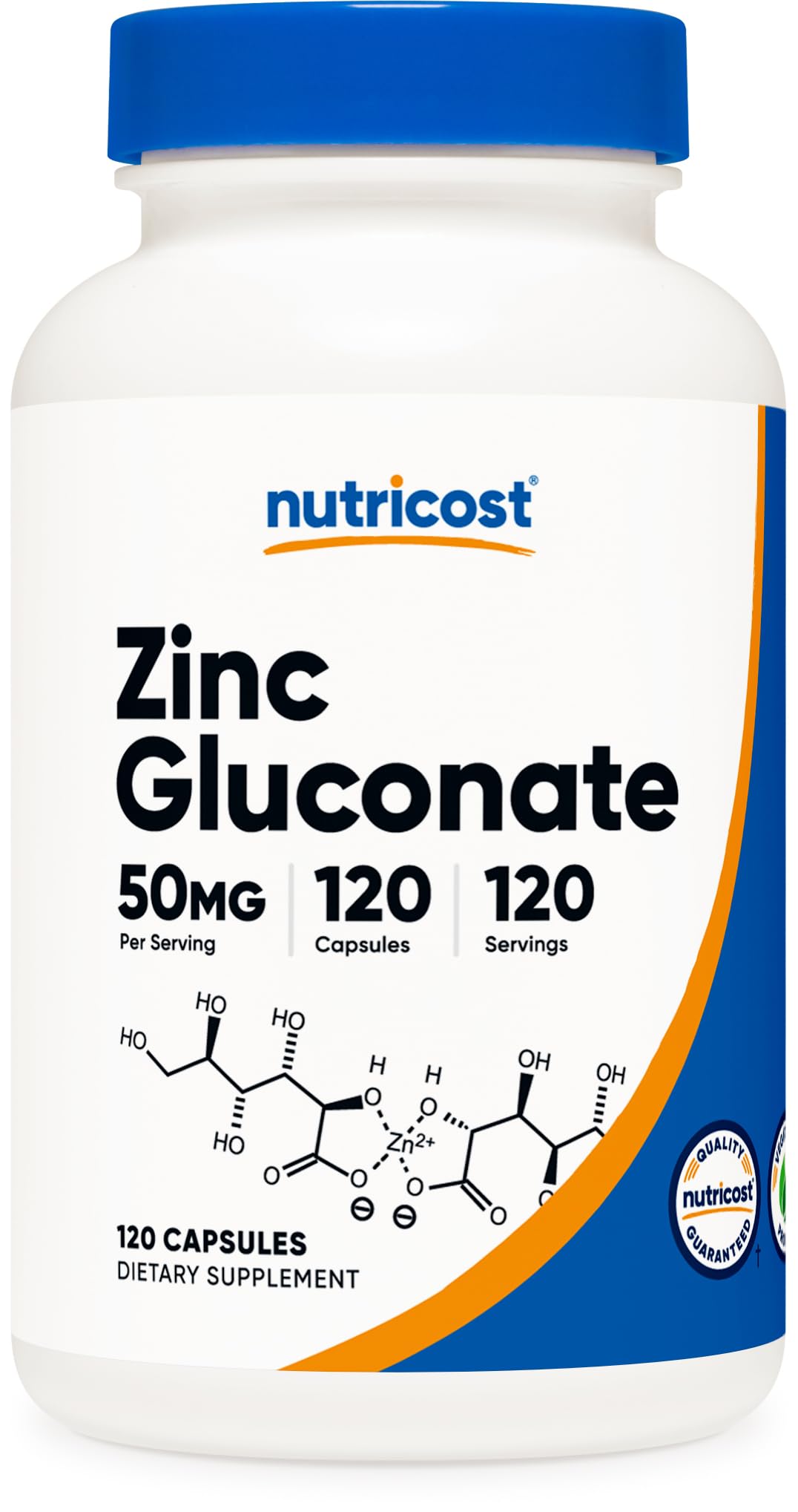 Nutricost Zinc Gluconate 50mg - 120 Vegetarian Capsules | Gluten Free, Non-GMO Supplement for Immune Support & Skin Health | Daily Wellness & Vegan Nutrition