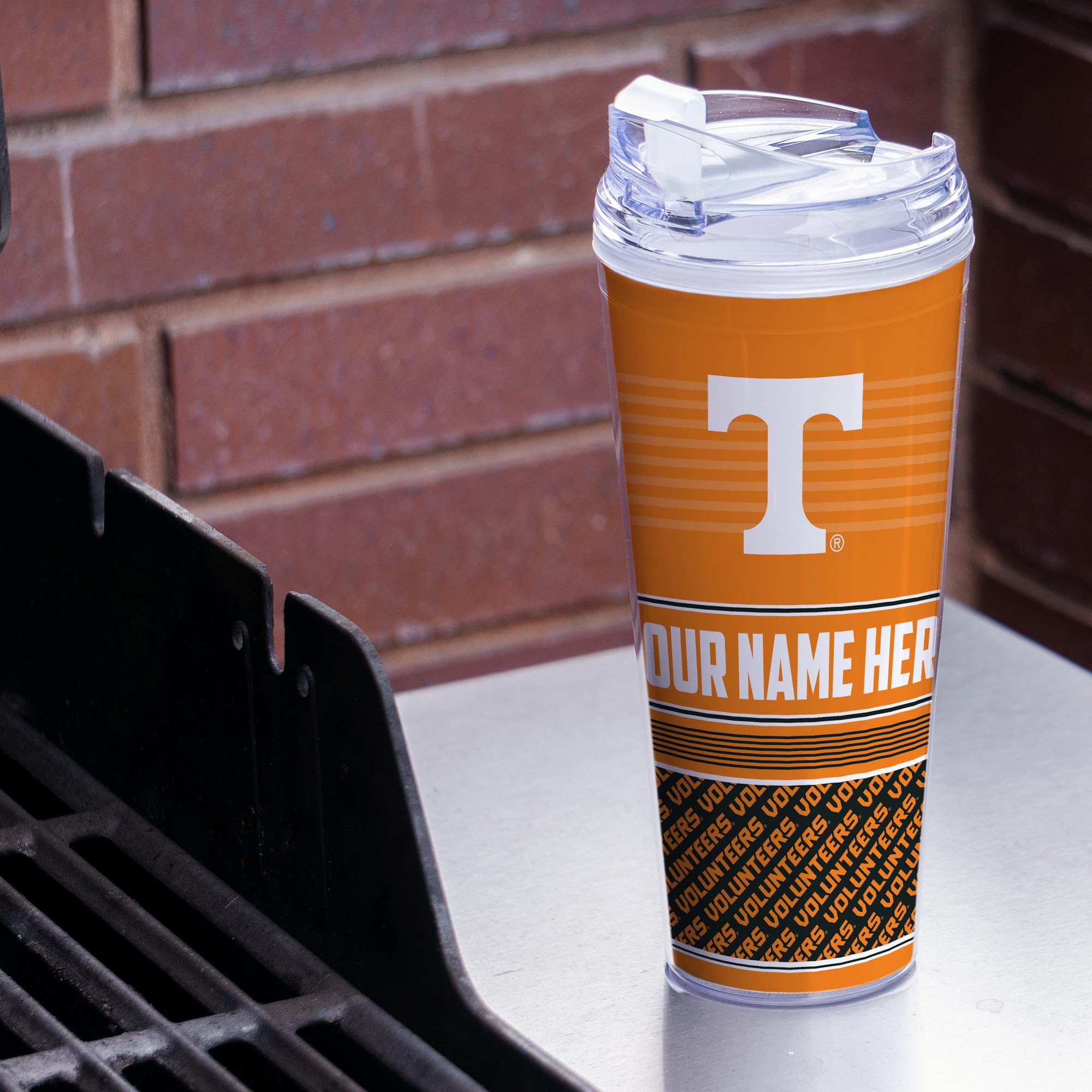 NCAA Tennessee Volunteers 24oz Personalized Tumbler with Hinged Lid - Insulated Travel Mug for Hot & Cold Drinks - Perfect for Game Day, Office & Outdoor Activities
