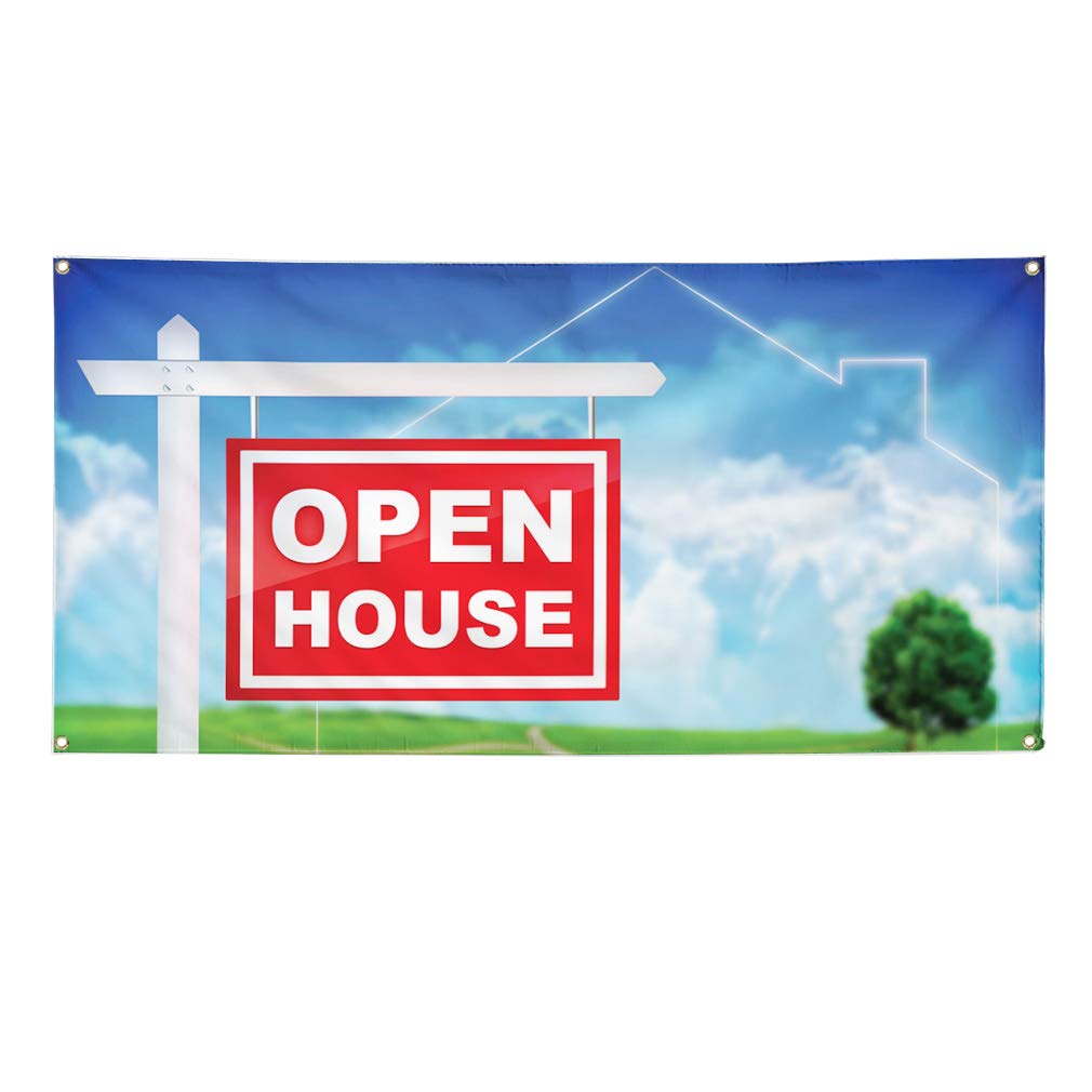 Durable 60x144 Inches Vinyl Banner with 10 Grommets - Weatherproof Outdoor Business Sign for Open House, Yard Sales & Industrial Use | Heavy-Duty Blue Advertising Banner for Commercial & Retail Events