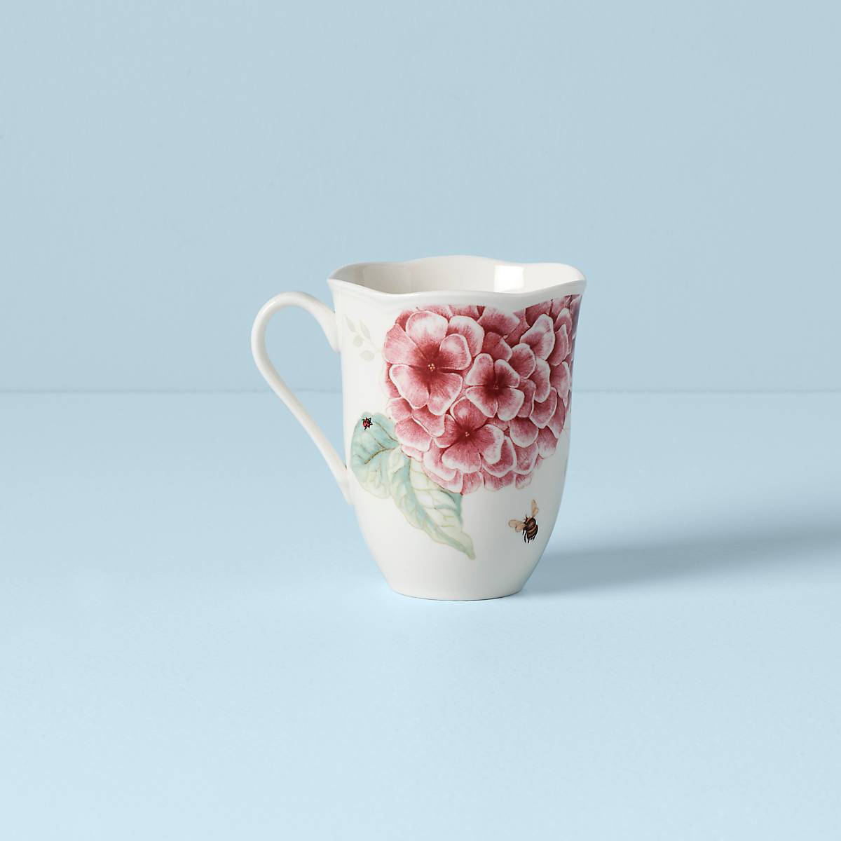 Butterfly Meadow Hydrangea Ceramic Coffee Mug - 15oz Floral Design Tea Cup with Handle - Perfect for Home, Office & Gift Giving