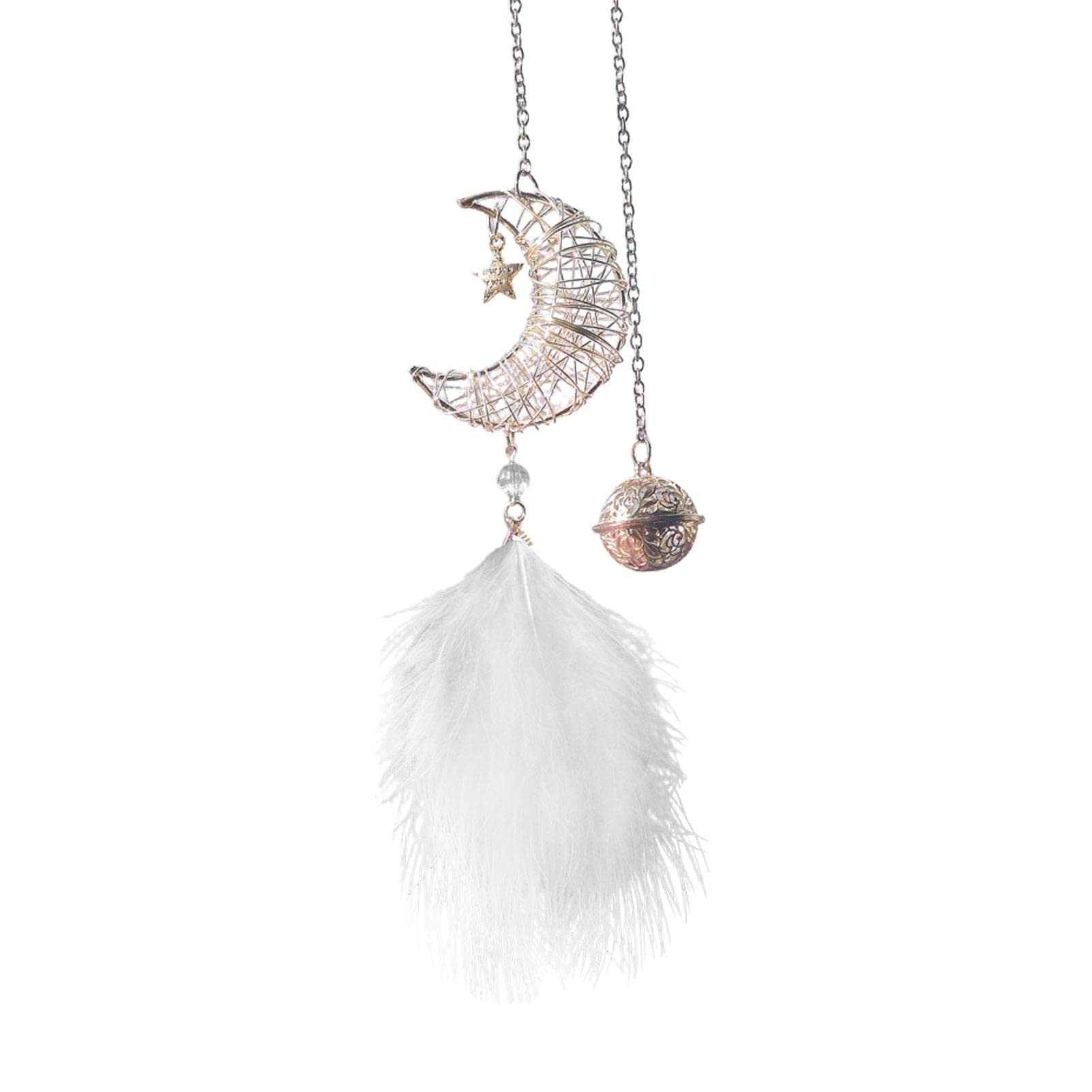 Moon Dream Catcher Car Mirror Pendant - Bohemian Style Rearview Mirror Hanging Decor for Vehicles, Home & Bedroom - Perfect for Road Trips, Meditation Spaces & Boho Home Decor