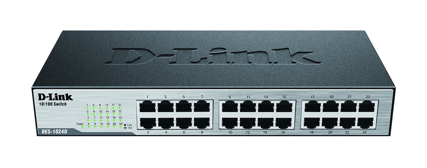 D-Link DES-1024D 24-Port Fast Ethernet Unmanaged Network Switch | 10/100Base-TX | Plug & Play | Desktop or Rack Mount | Ideal for Home Office & Small Business Networking
