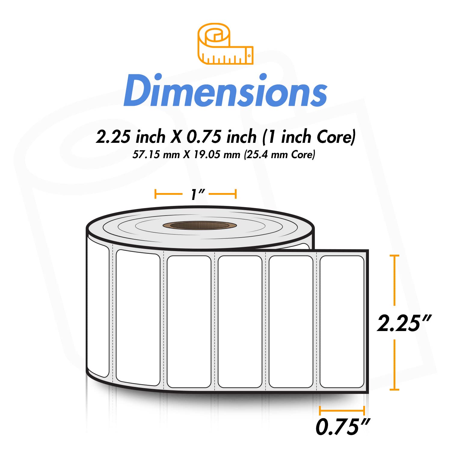 2.25 x 0.75 Inch Direct Thermal Labels - Compatible with Rollo & Zebra Printers - 1 Inch Core, Multipurpose UPC Barcode Address Stickers (4 Rolls, 1700 Labels/Roll) - Perfect for Shipping, Inventory & Retail Labeling