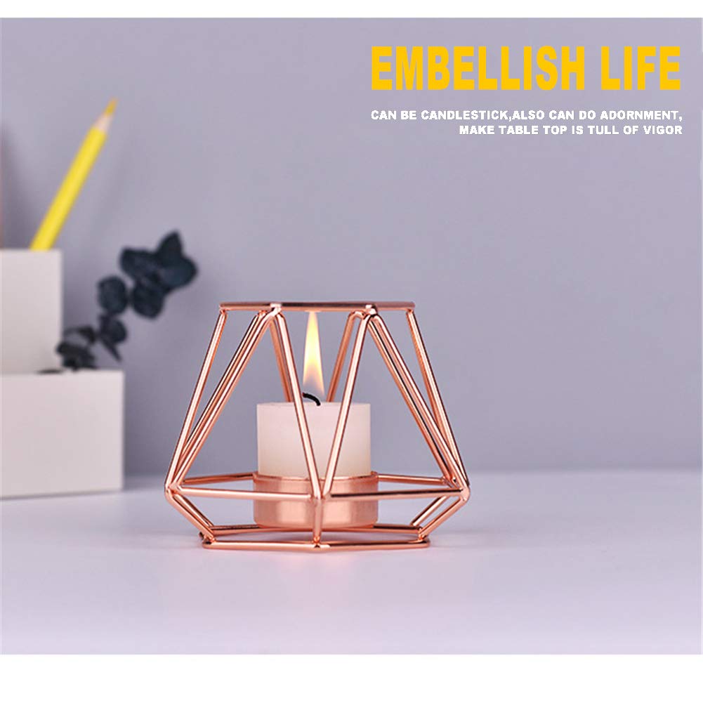 Luxury Golden Wrought Iron Candle Holder - Rose Gold European Style Candlestick for Romantic Table Decor, Wedding Centerpiece & Home Decoration (Small Size) - Perfect for Dining Tables, Bedroom Ambiance & Gift Giving