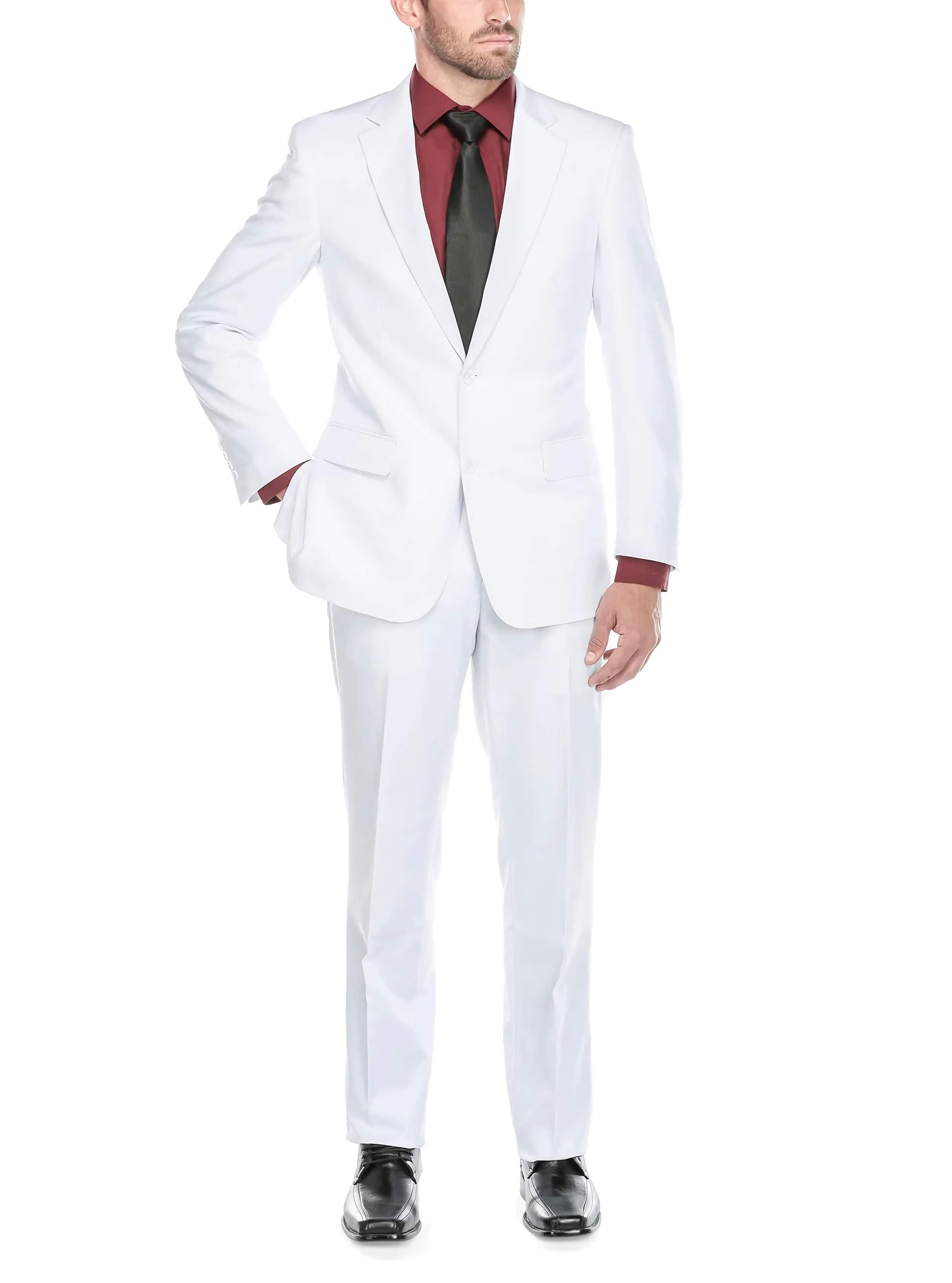 Vanderbilt Collection Classic 2-Piece Suit - 2-Button Regular Fit White Men's Business Suit | Perfect for Weddings, Office & Formal Events